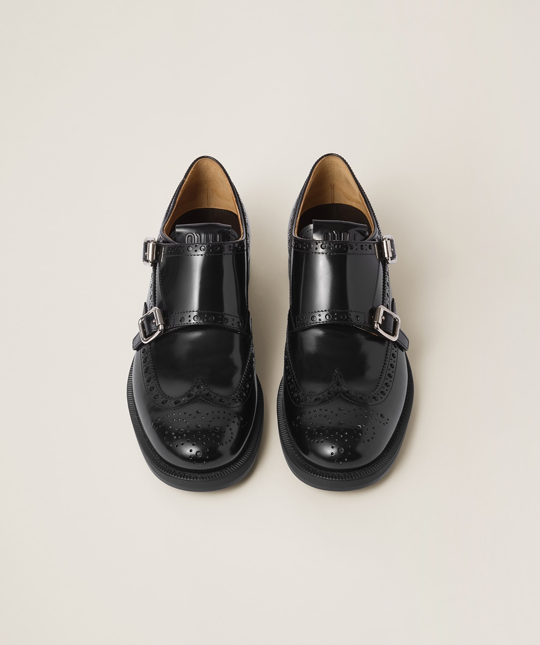 Church's X Miu Miu Brushed Leather Double Monk Brogue Shoes