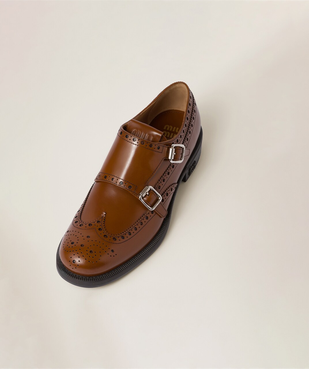Church's X Miu Miu Brushed Leather Double Monk Brogue Shoes