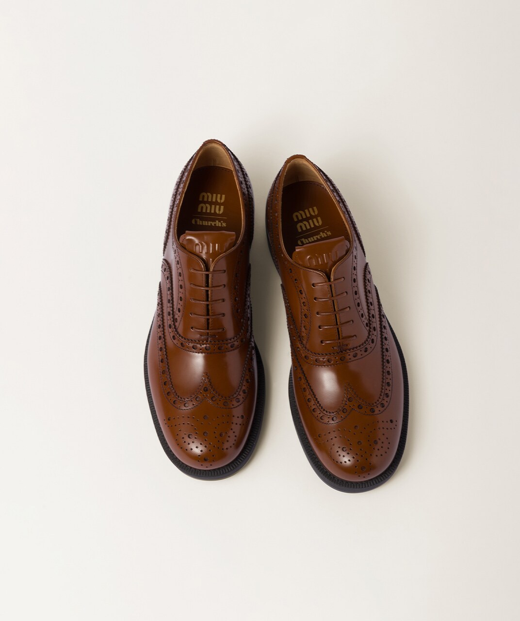 Church's X Miu Miu Brushed Leather Oxford Brogue Shoes