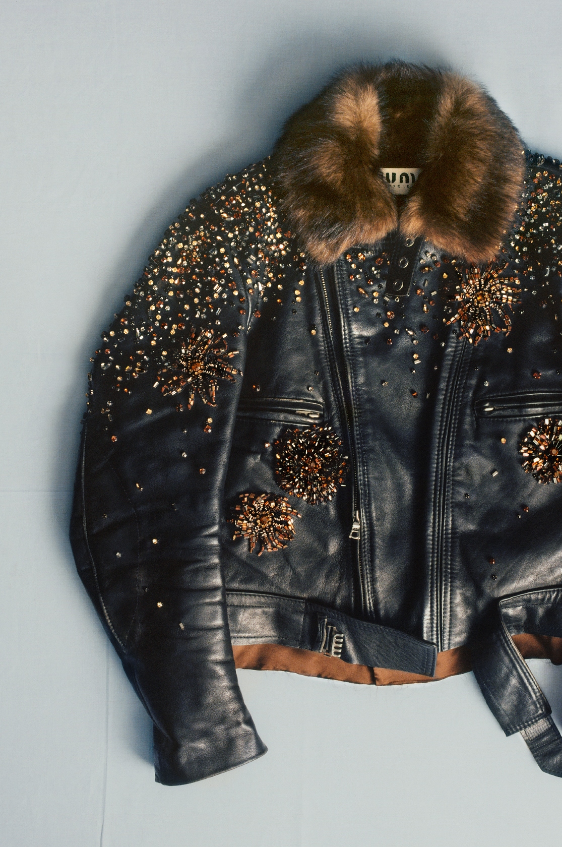 90s miumiu fade leather jacket archive（New Collection: Miu