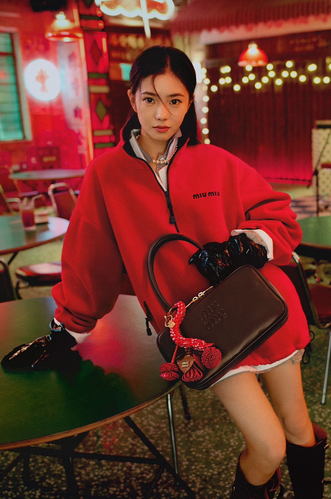 Miu miu leather shoulder tote bag store