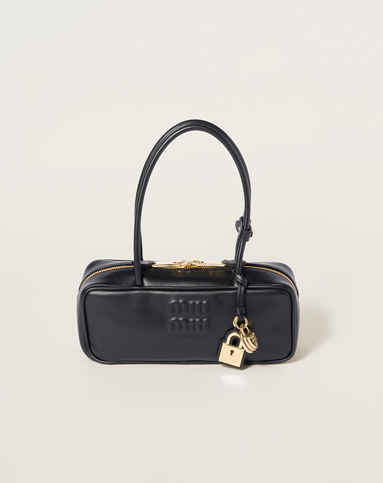 Beige/cognac Woven Fabric Mini-bag | Miu Miu
