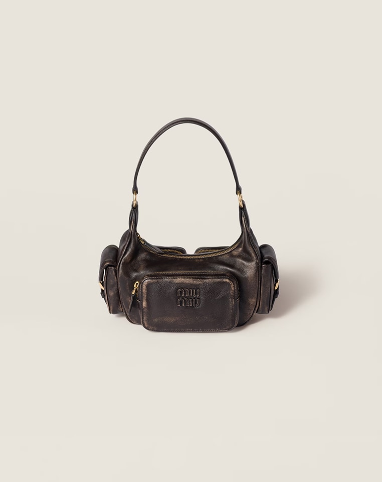 miumiu ワンダー マテラッセレザー ホーボーバッグ ブラック ワンダー マテラッセレザー ホーボーバッグ | Miu Miu