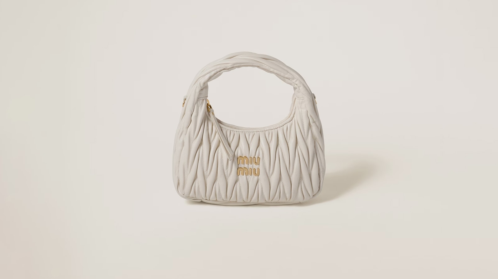Powder Pink Wander Matelassé Nappa Leather Hobo Mini-bag | Miu Miu