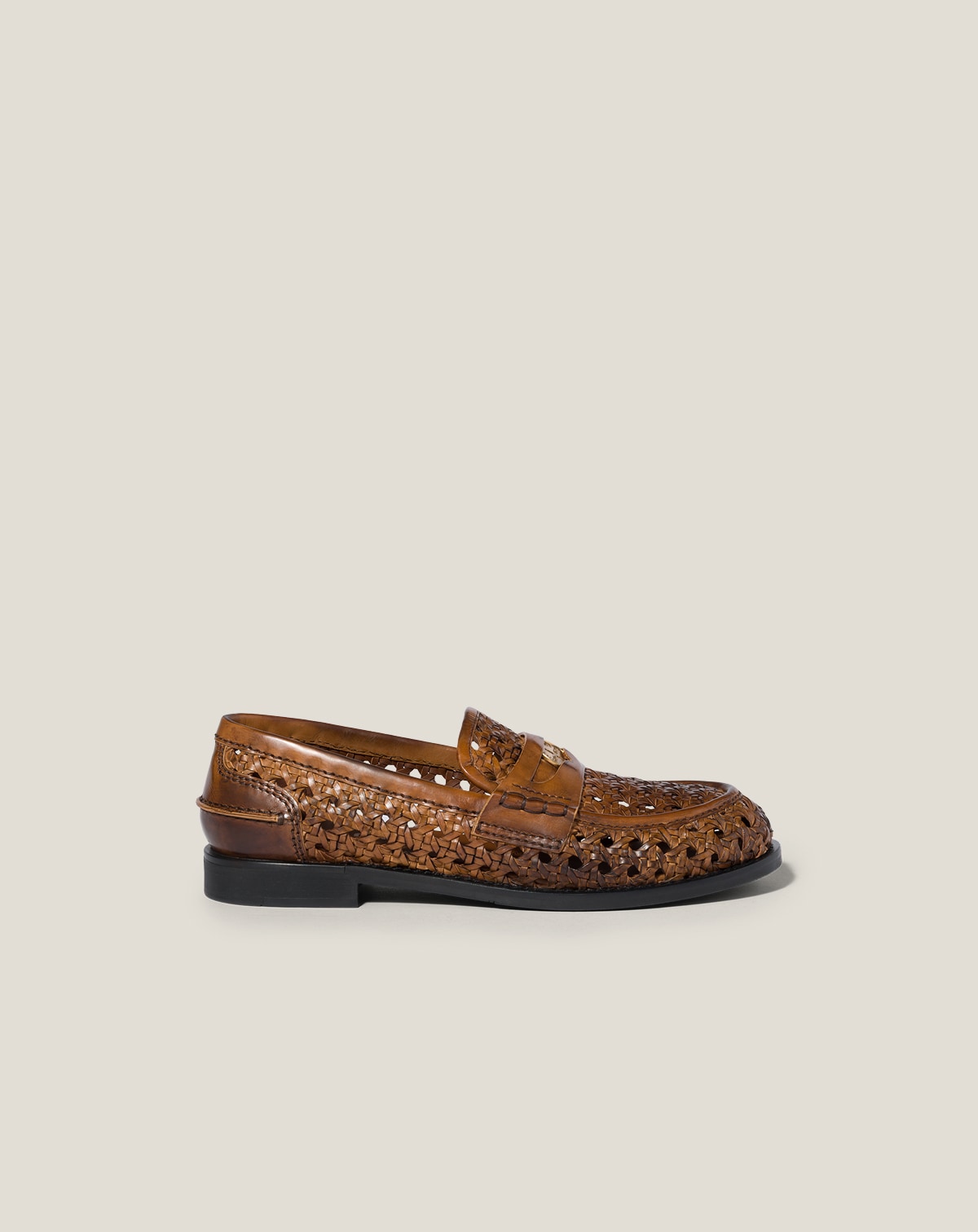 Hazelnut Brown/tobacco Leather And Cord Sandals | Miu Miu - United