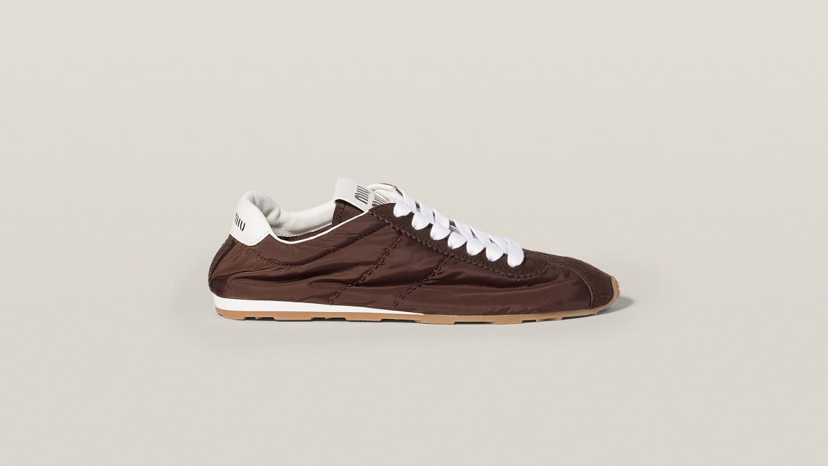 Powder Blue Plume Satin Sneakers | Miu Miu