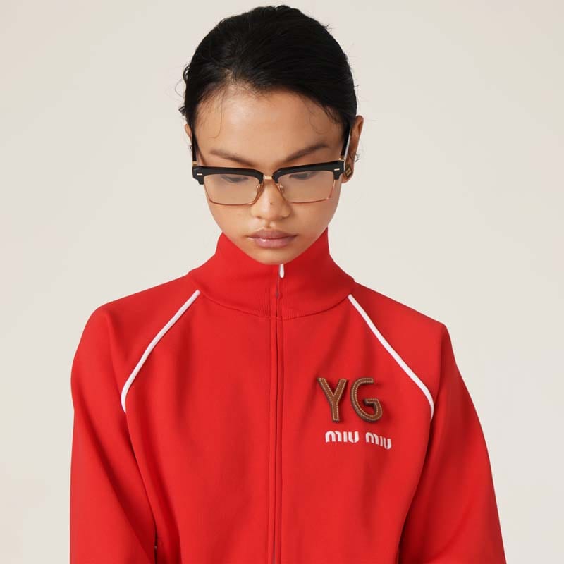 Navy Technical Yarn Sweatshirt | Miu Miu