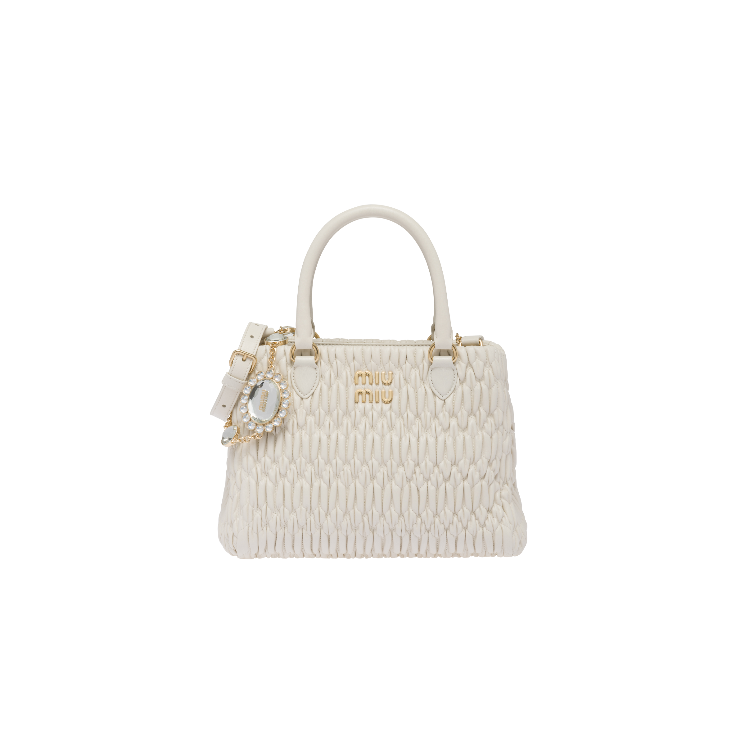 MIUMIU】クリスタルあしらったナッパレザークリスタル バッグ