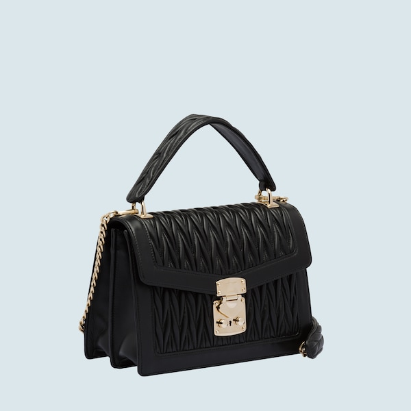 Bolsa em couro matelassê Miu Confidential Preto | Miu Miu