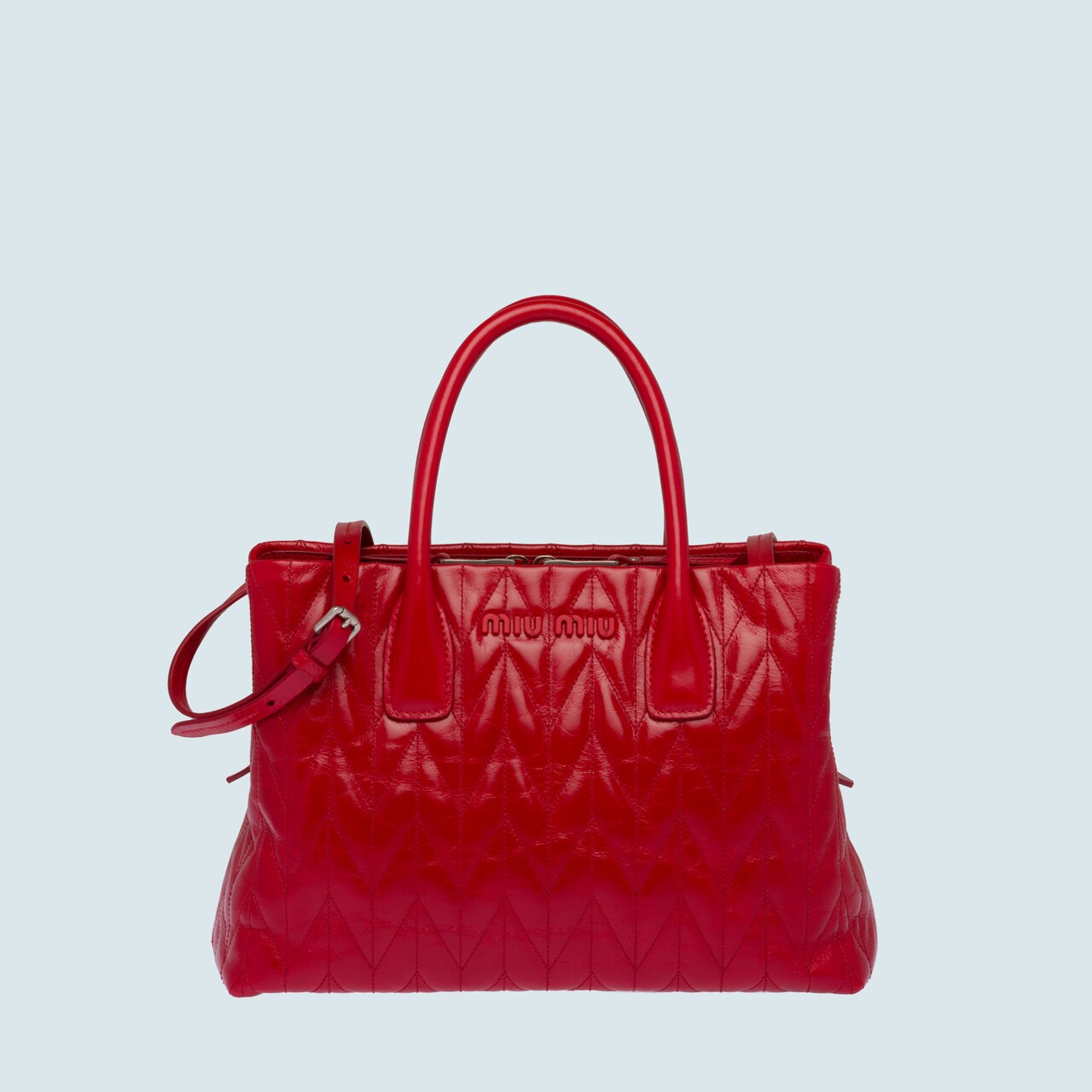 red quilted leather handbag