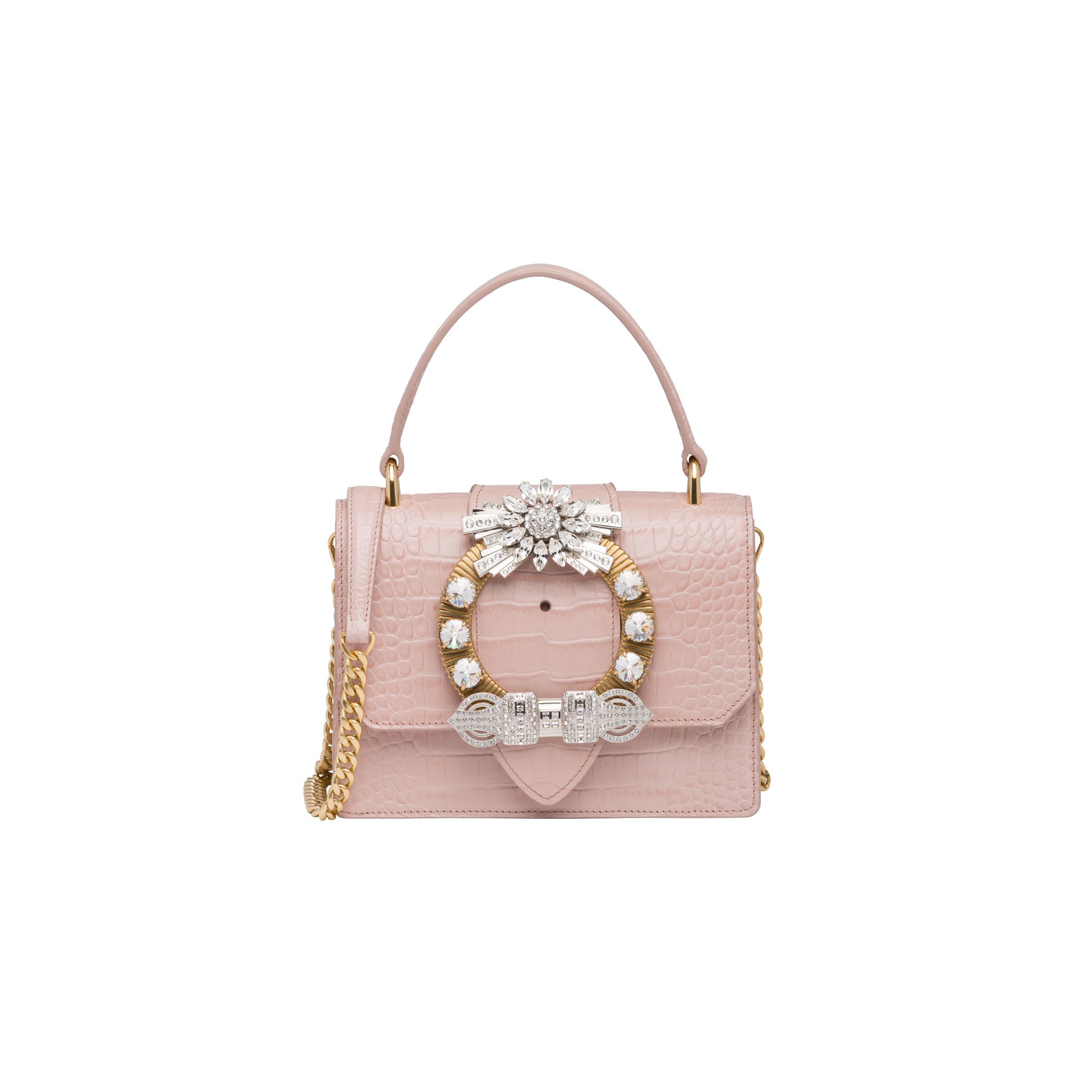 Miu Miu Miu Lady Croco-print Leather Handbag In Opal | ModeSens