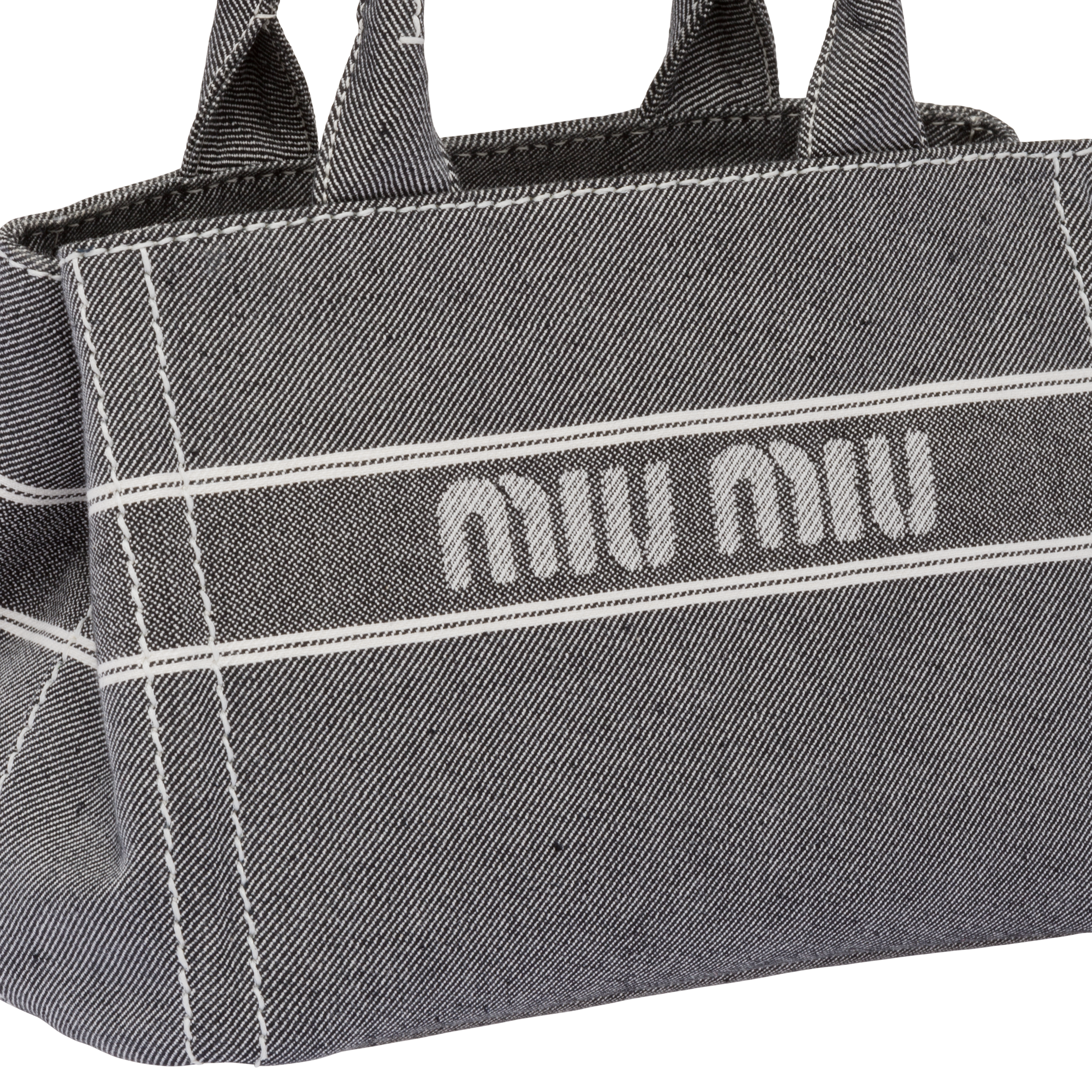 ブラック ジャカードロゴデニム スモールハンドバッグ | Miu Miu