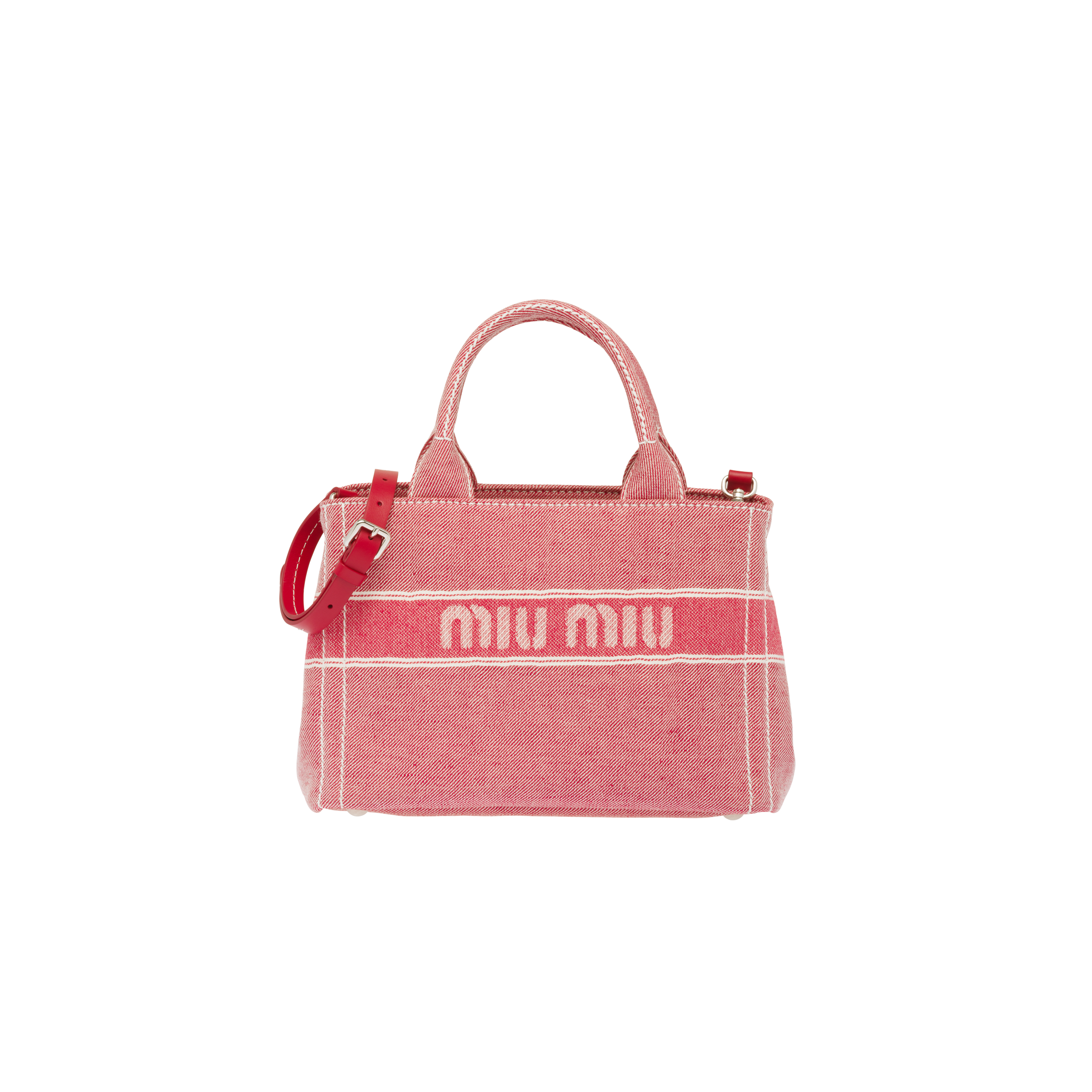 Denim handbag with jacquard logo