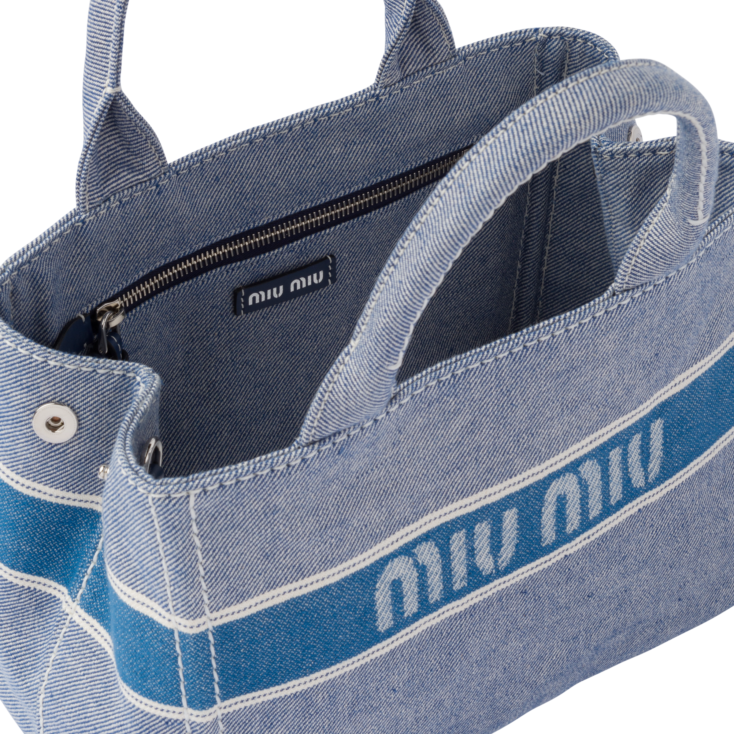 Bluette Denim Handbag With Jacquard Logo