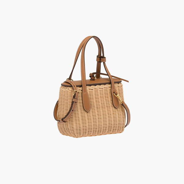 Borsa a mano in midollino e pelle Naturale/caramel | Miu Miu
