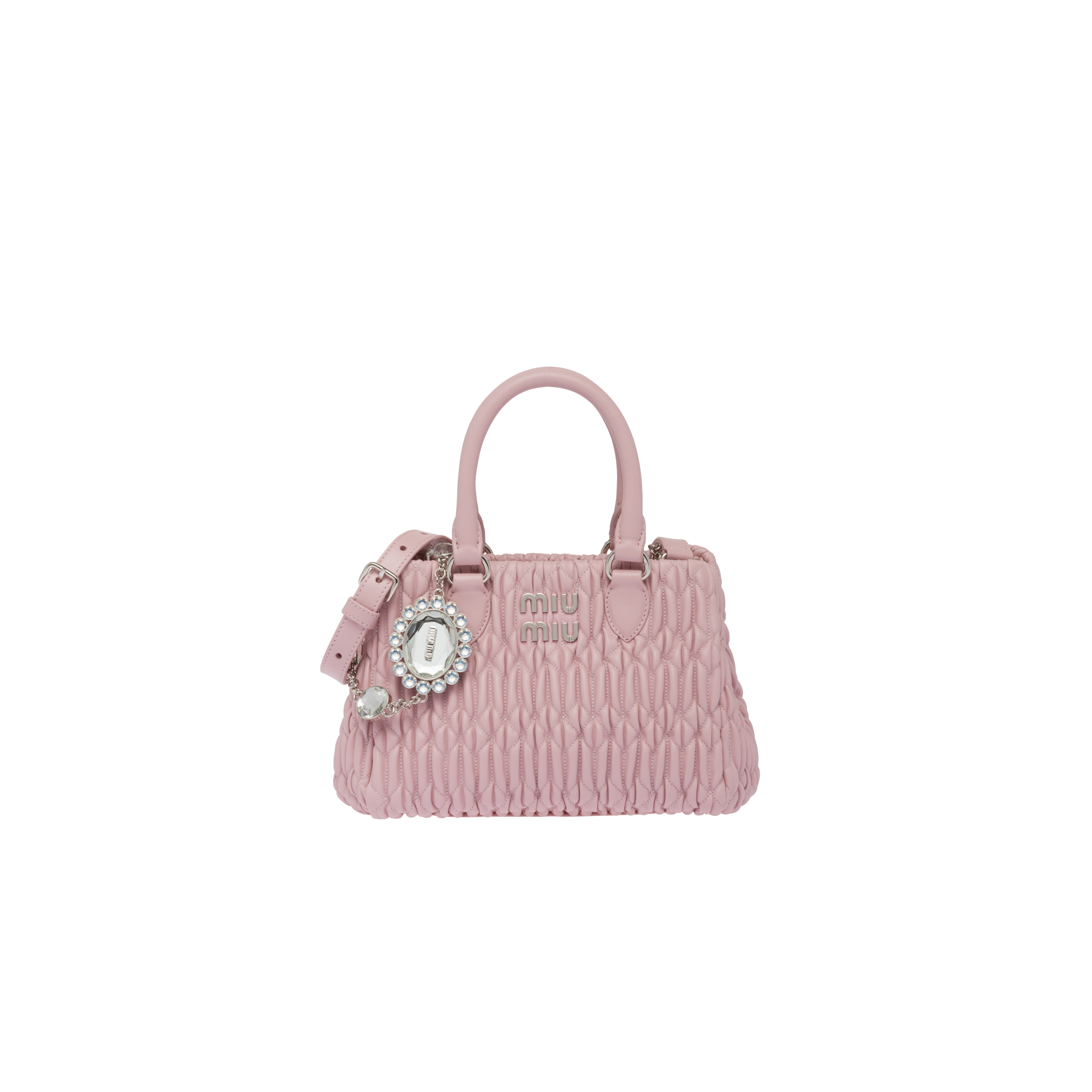 Miu Miu Miu Crystal Nappa Leather Handbag In Alabaster Pink ModeSens