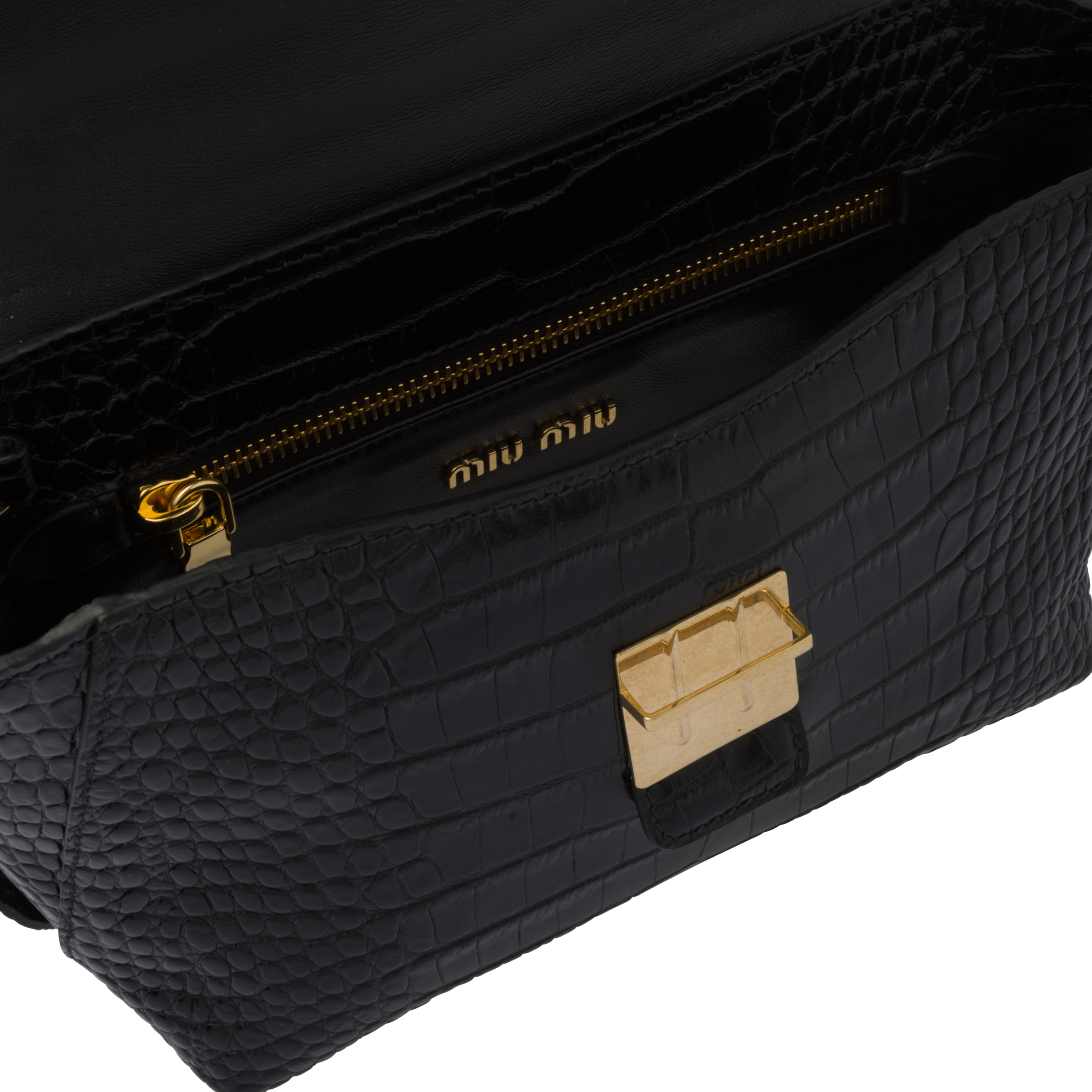 Black Crocodile Leather Handbag | Miu Miu