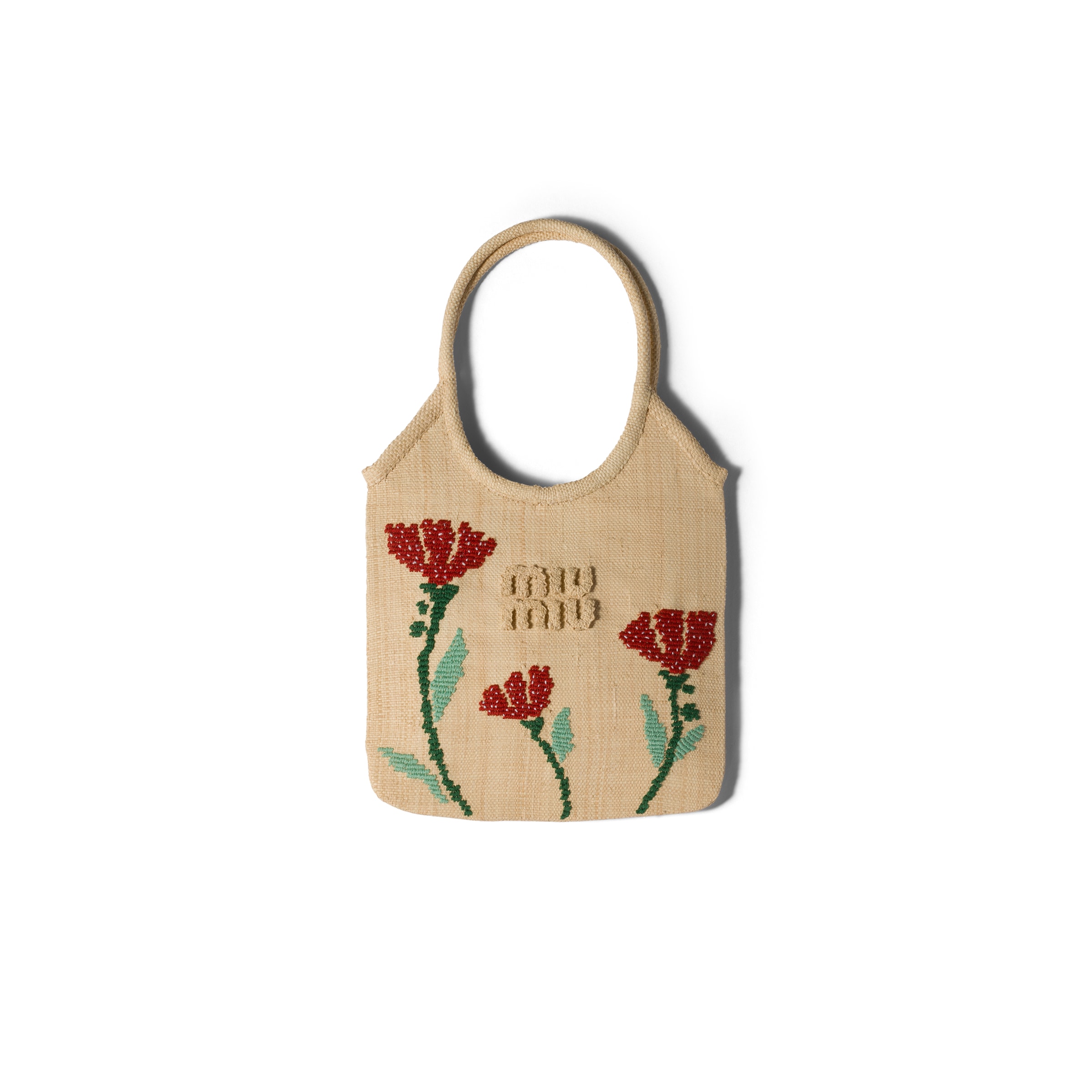 Miu Miu Bolso Ivy De Rafia, Mujer, Bronceado/rojo