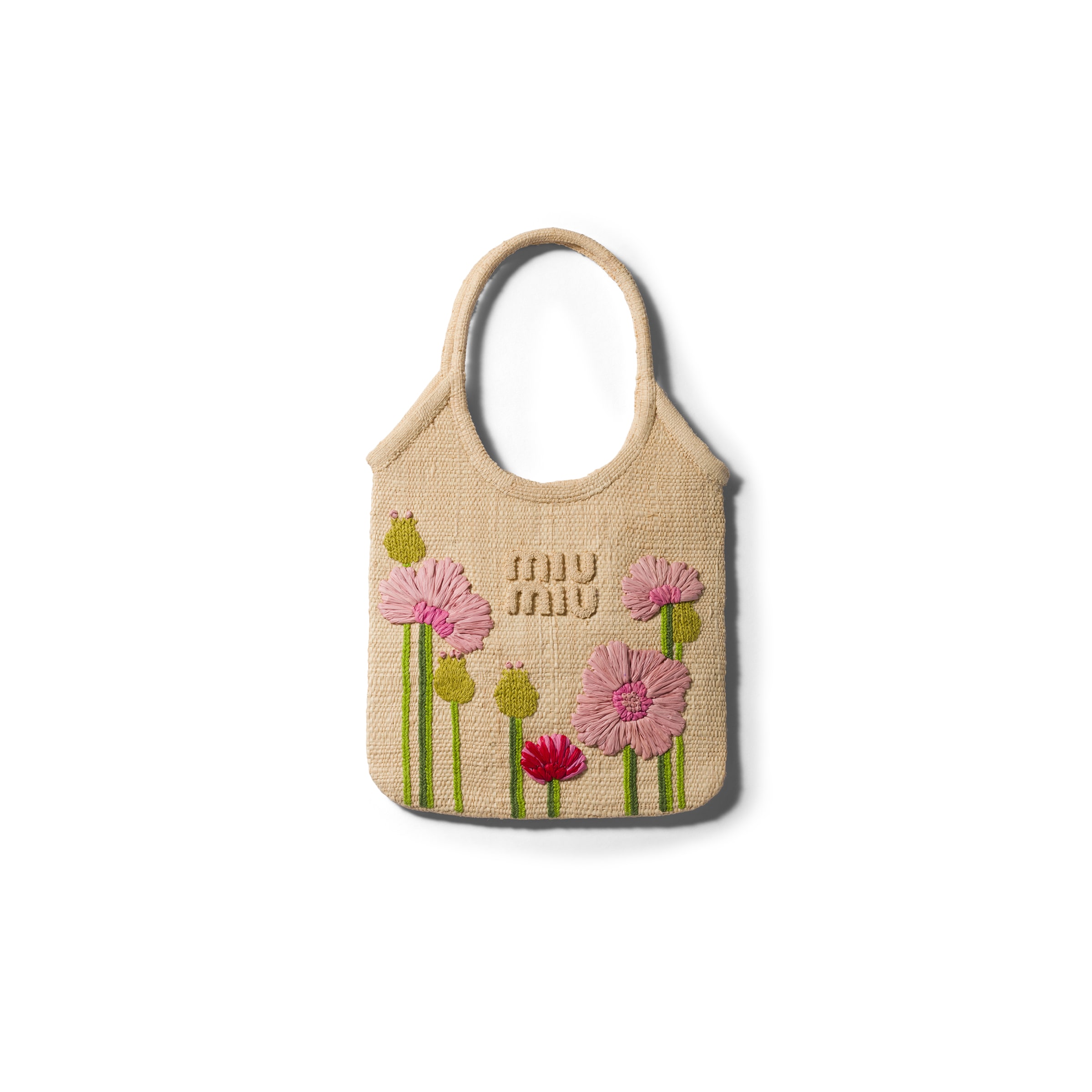 Miu Miu Bolso Ivy De Rafia, Mujer, Canela/rosa