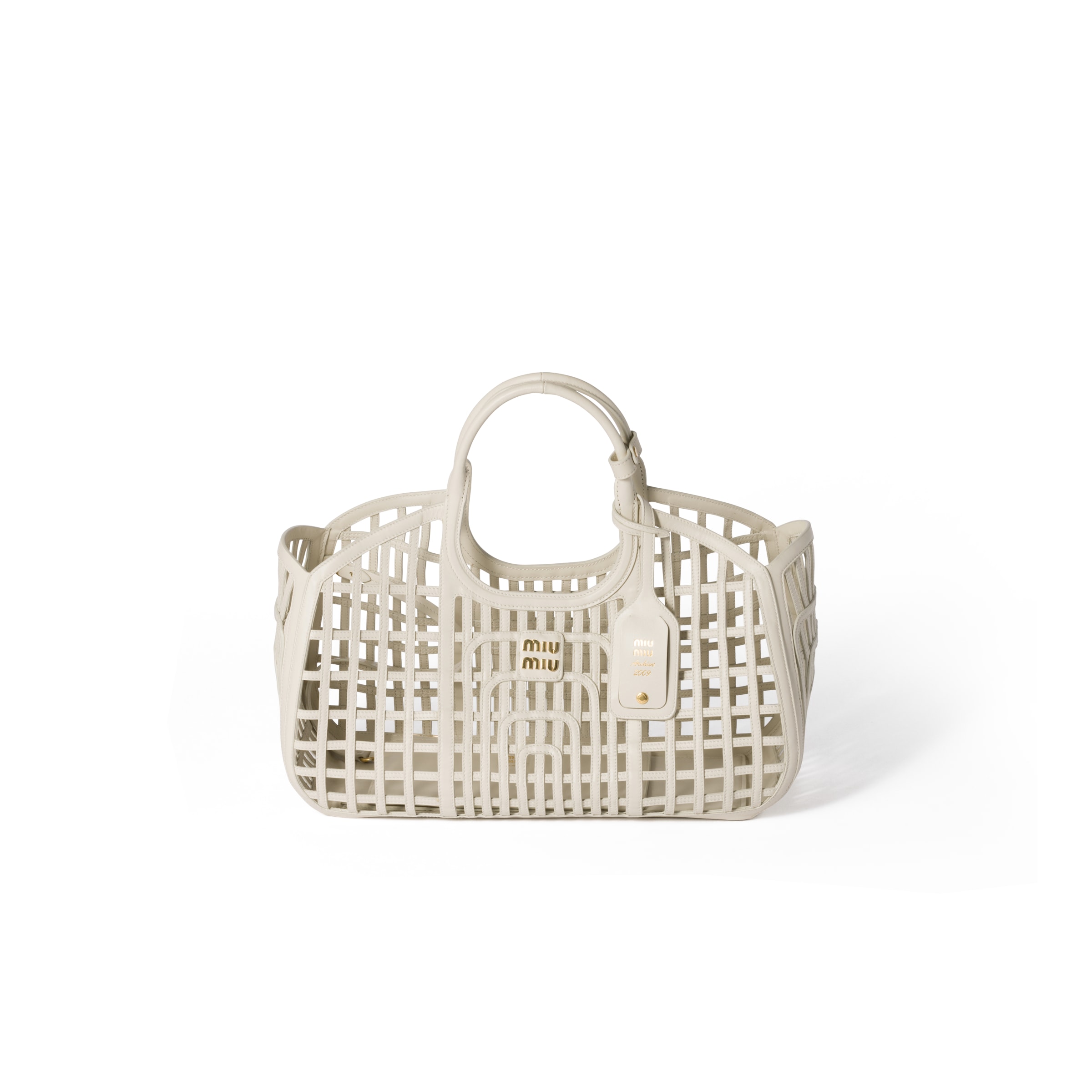 Miu Miu Leather Basket, Woman, Chalk White
