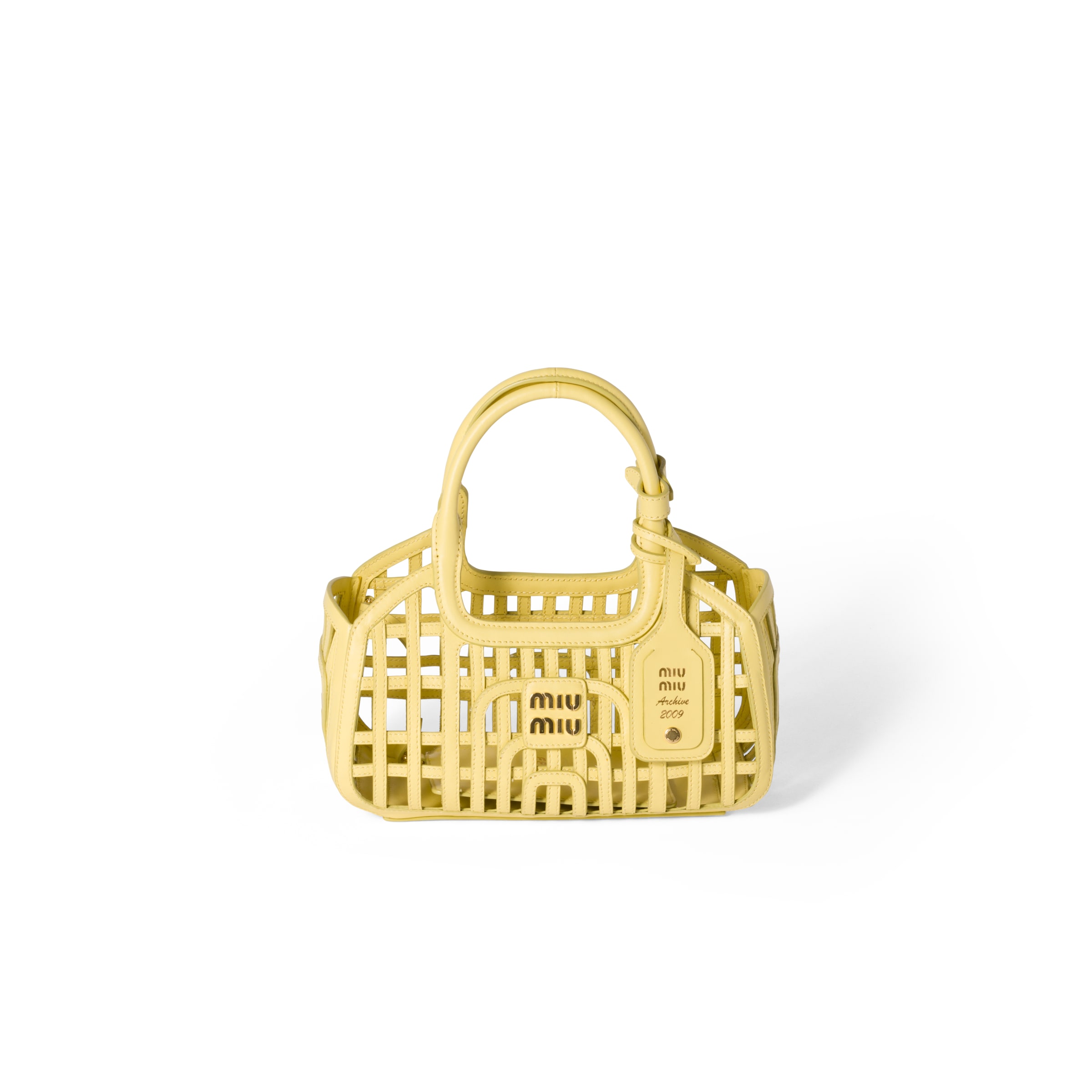 Miu Miu Leather Basket, Woman, Lemon Yellow