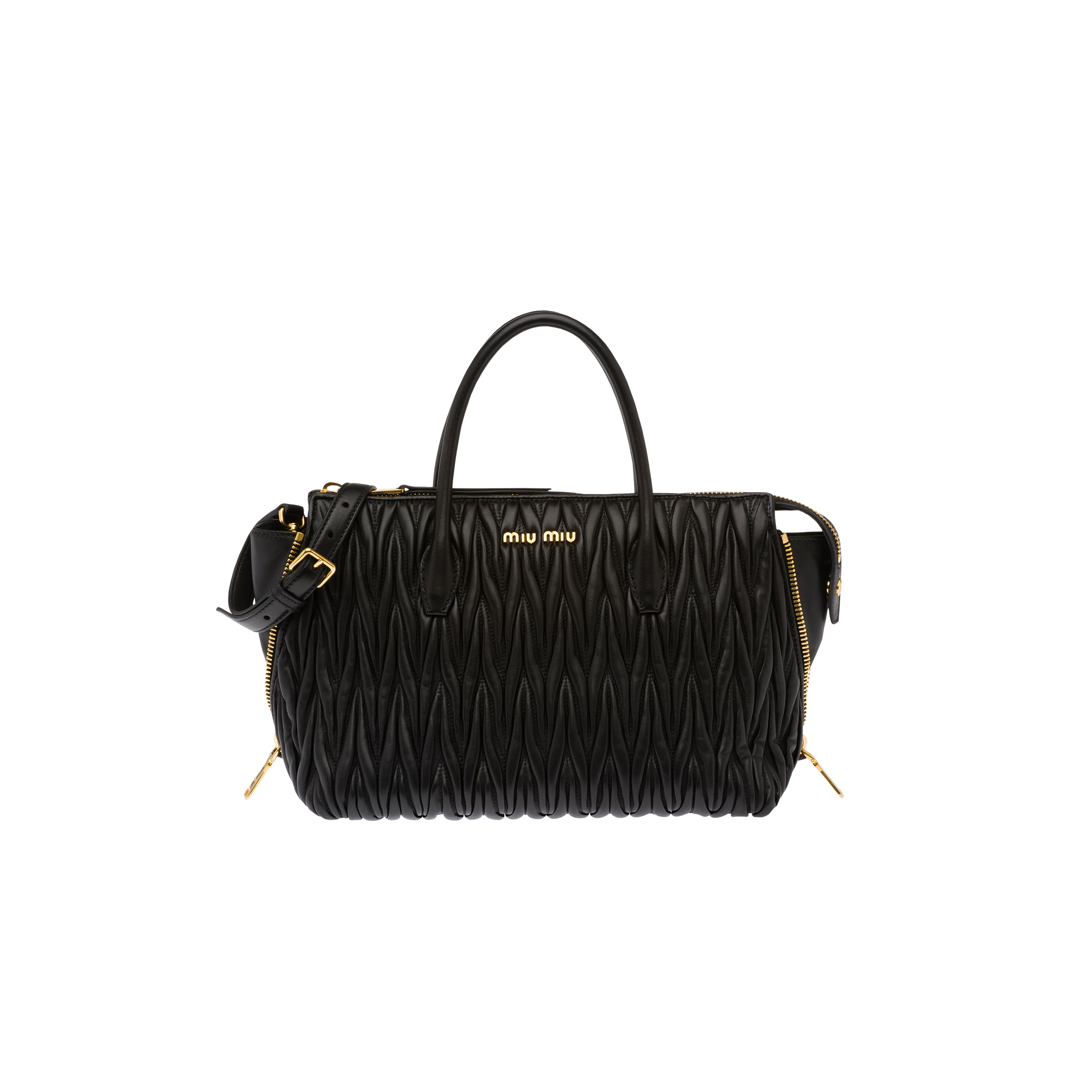 Matelassé nappa leather handbag Black | Miu Miu