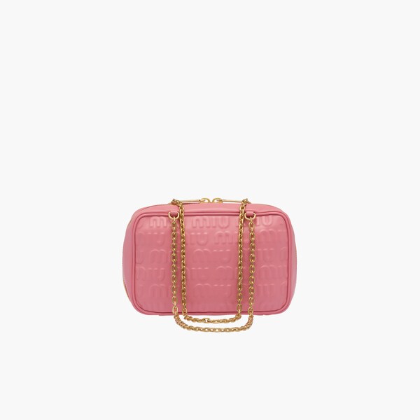 エンボスロゴレザー トップハンドルバッグ ブラック | Miu Miu
