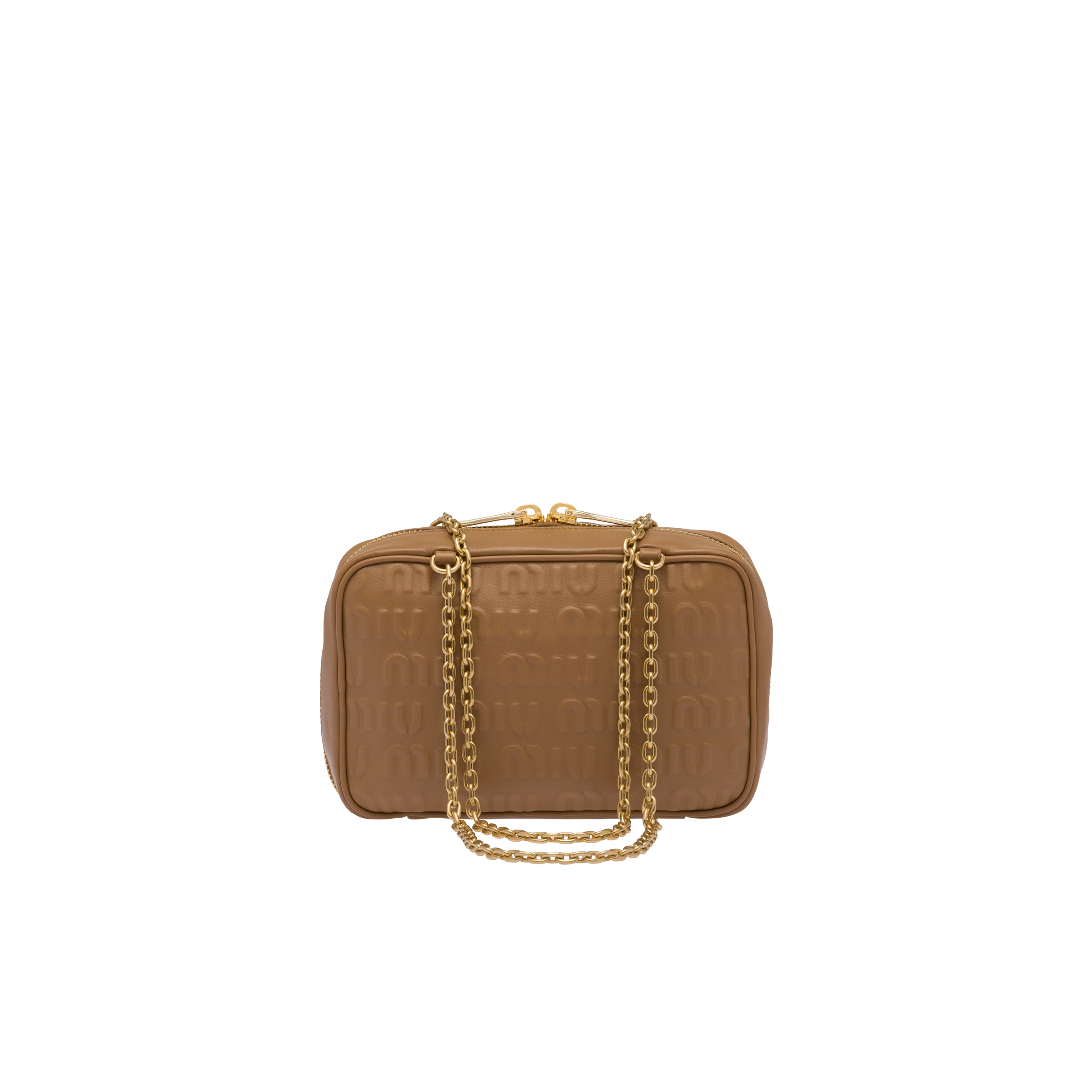 Logo-embossed leather top-handle bag
