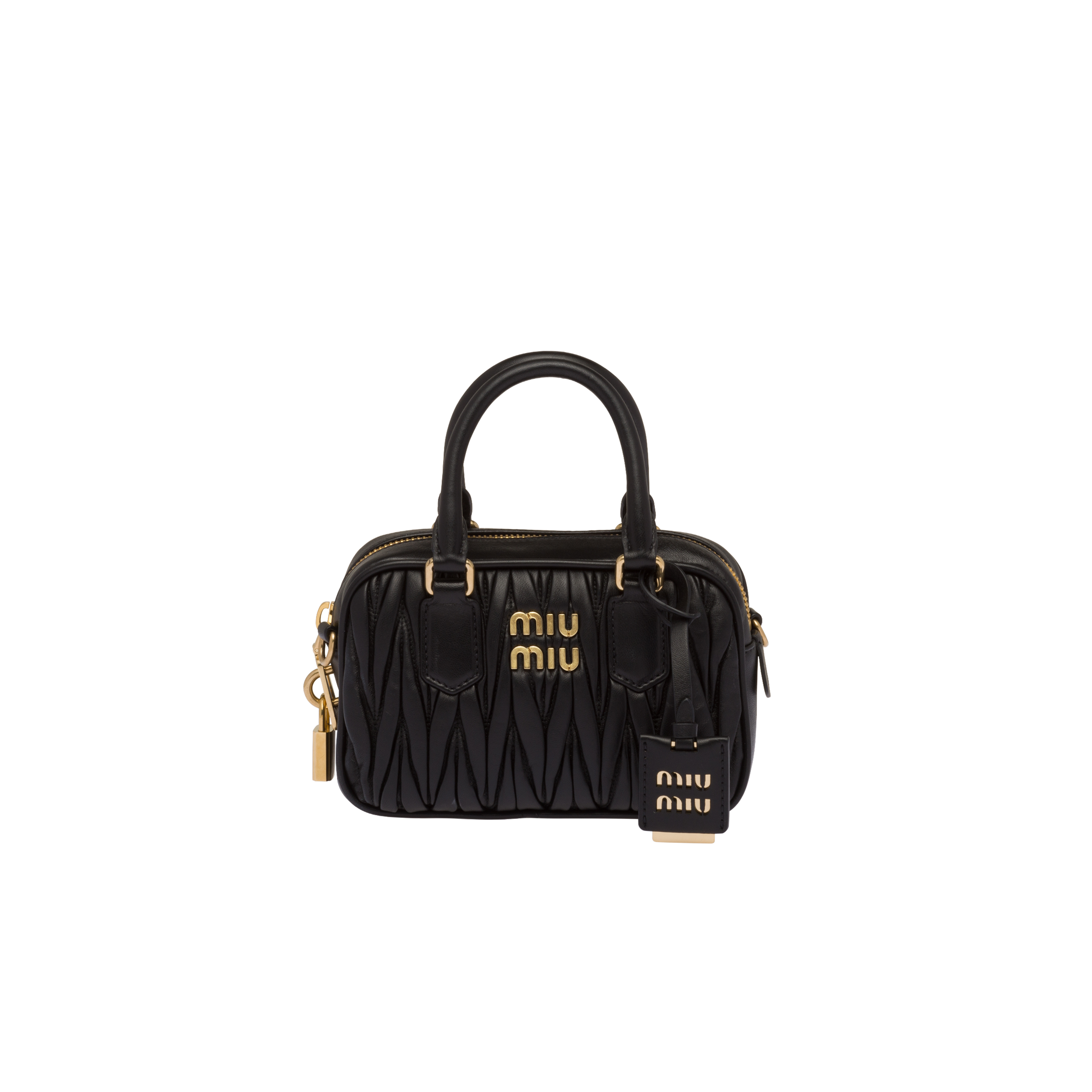 Miu Miu Arcadie Matelassé Nappa Leather Bag In Black