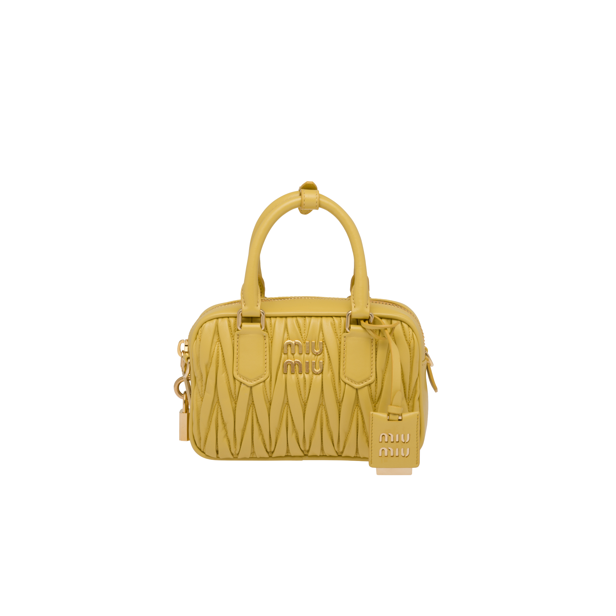 Miu Miu Arcadie Matelassé Nappa Leather Bag In Pineapple