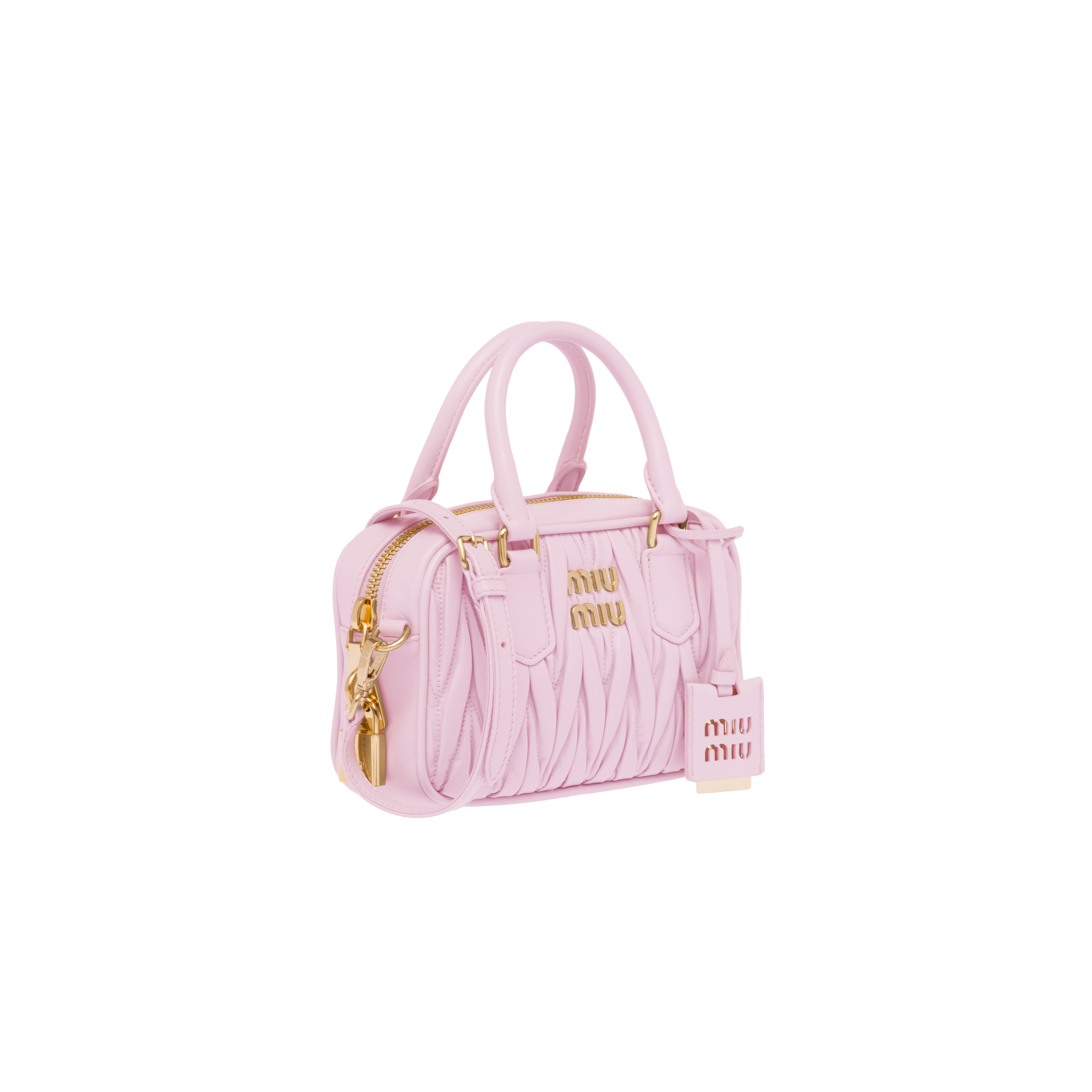 ピンク マテラッセレザー トップハンドルスモールバッグ | Miu Miu