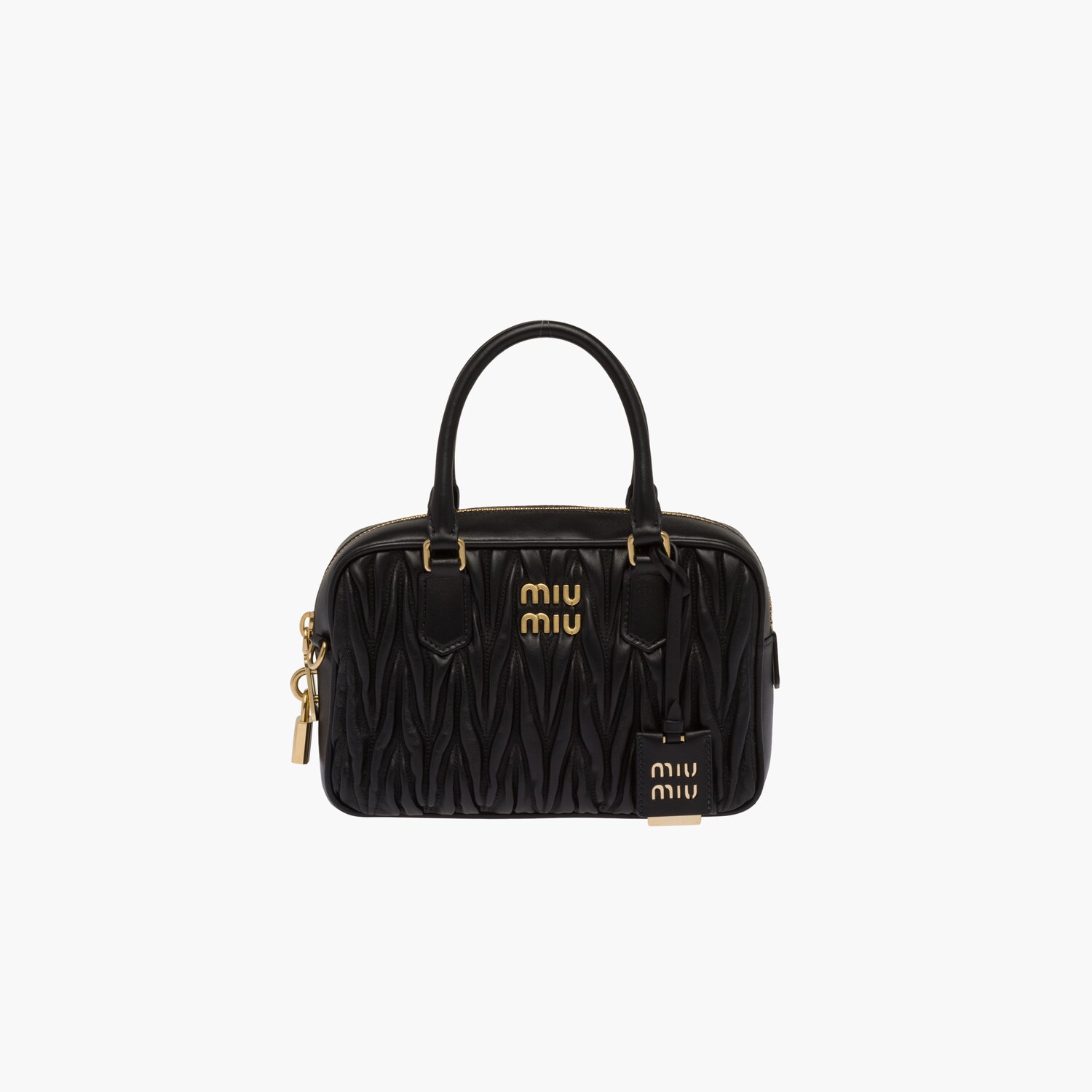 Black Miu Miu Matelasse top handle bag