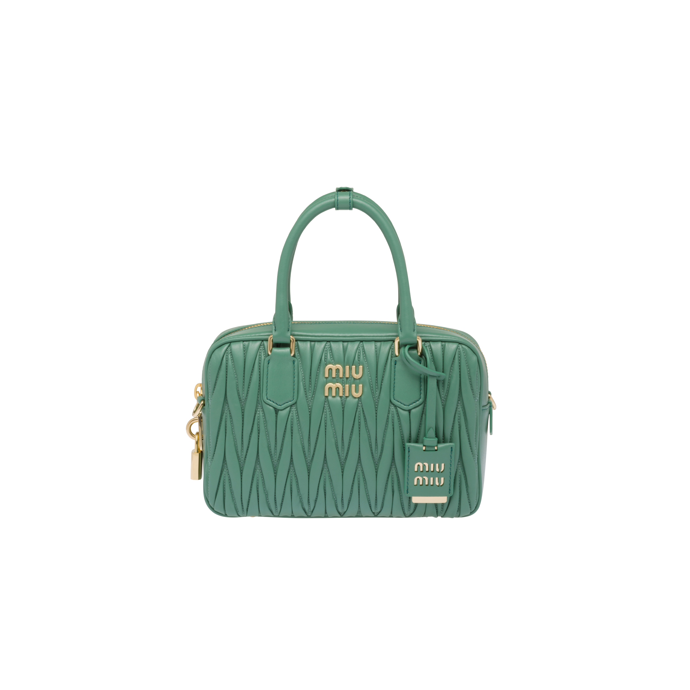 Sage Green Arcadie Matelassé Nappa Leather Bag | Miu Miu