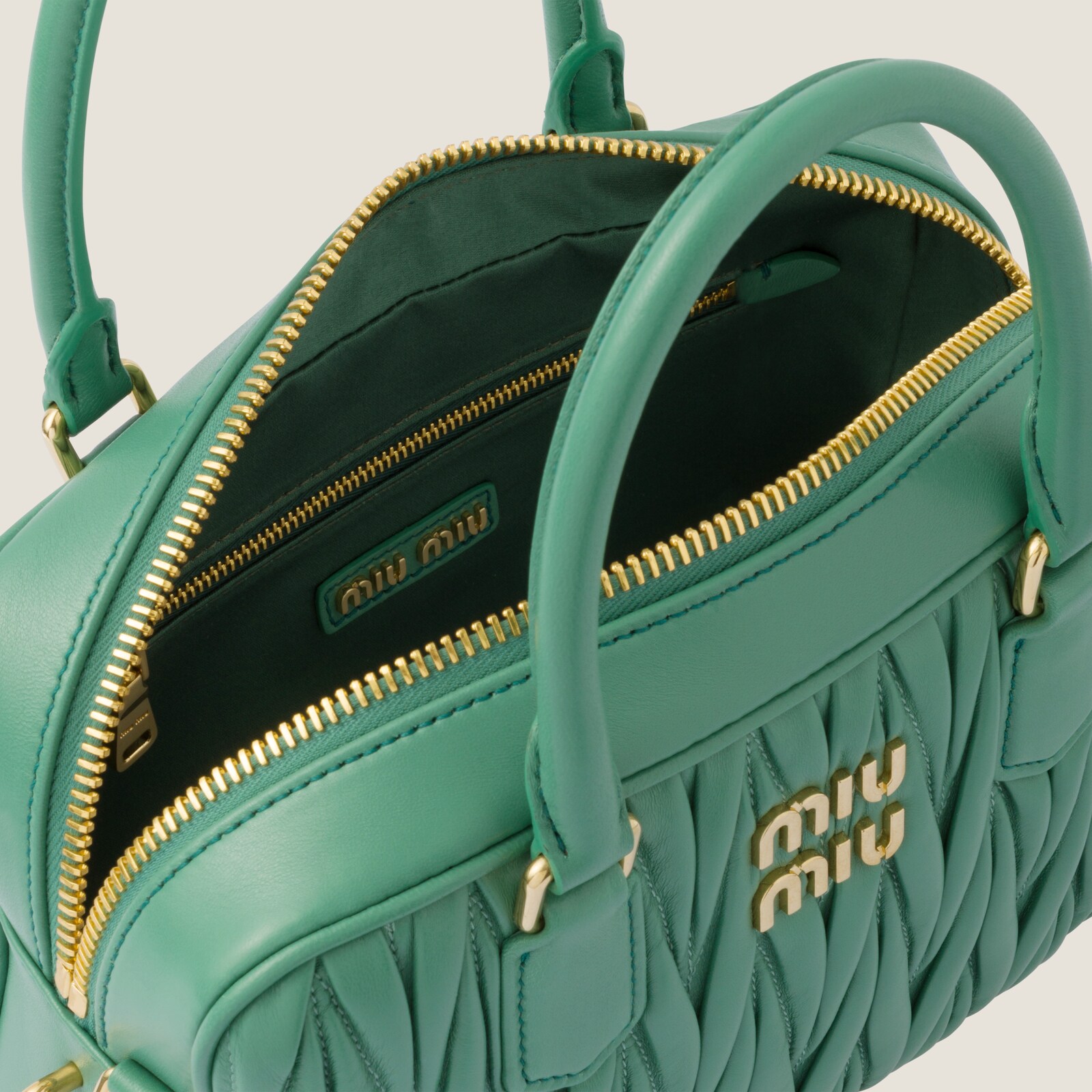 ARCADIE MATELASSÉ BAG 20 IN GREY LAMBSKIN GOLD HARDWARE