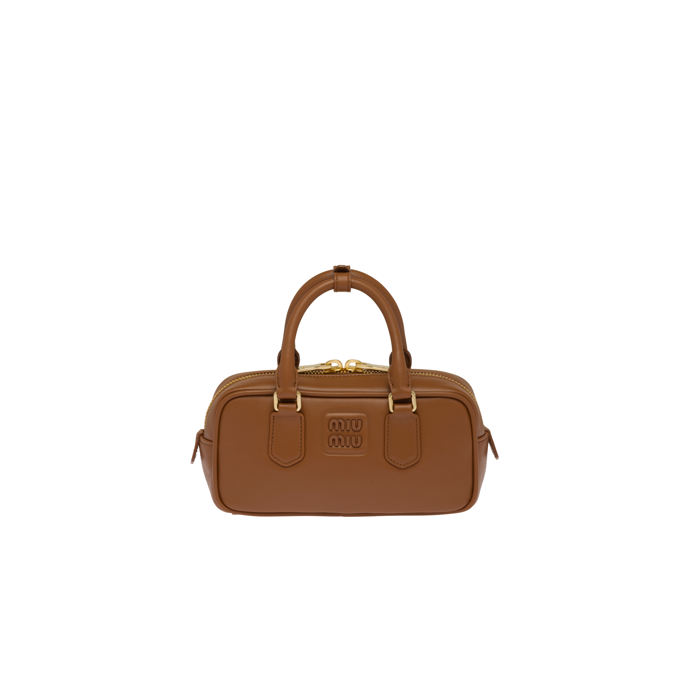 Miu Miu Leather Top-handle Bag In Cognac