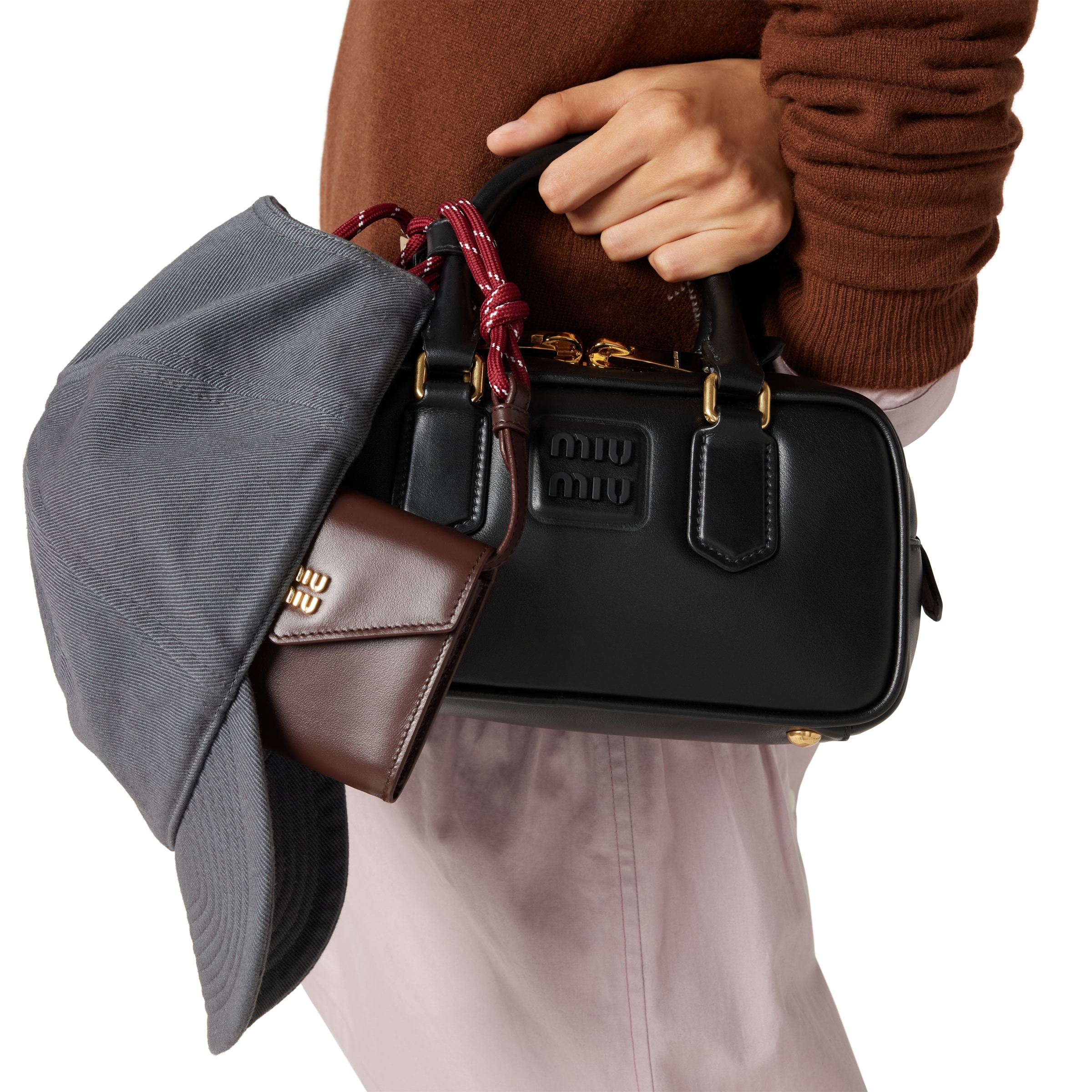 Miu Miu Womens Nero Arcadie Leather Top Handle Bag In Black