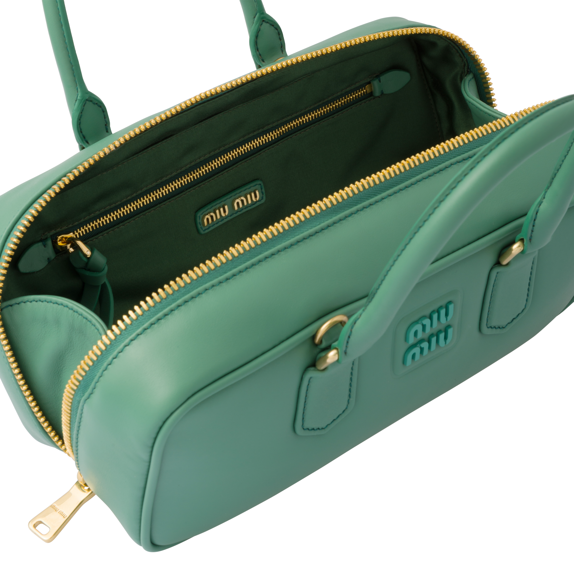 Sage Green Arcadie Leather Bag Miu Miu