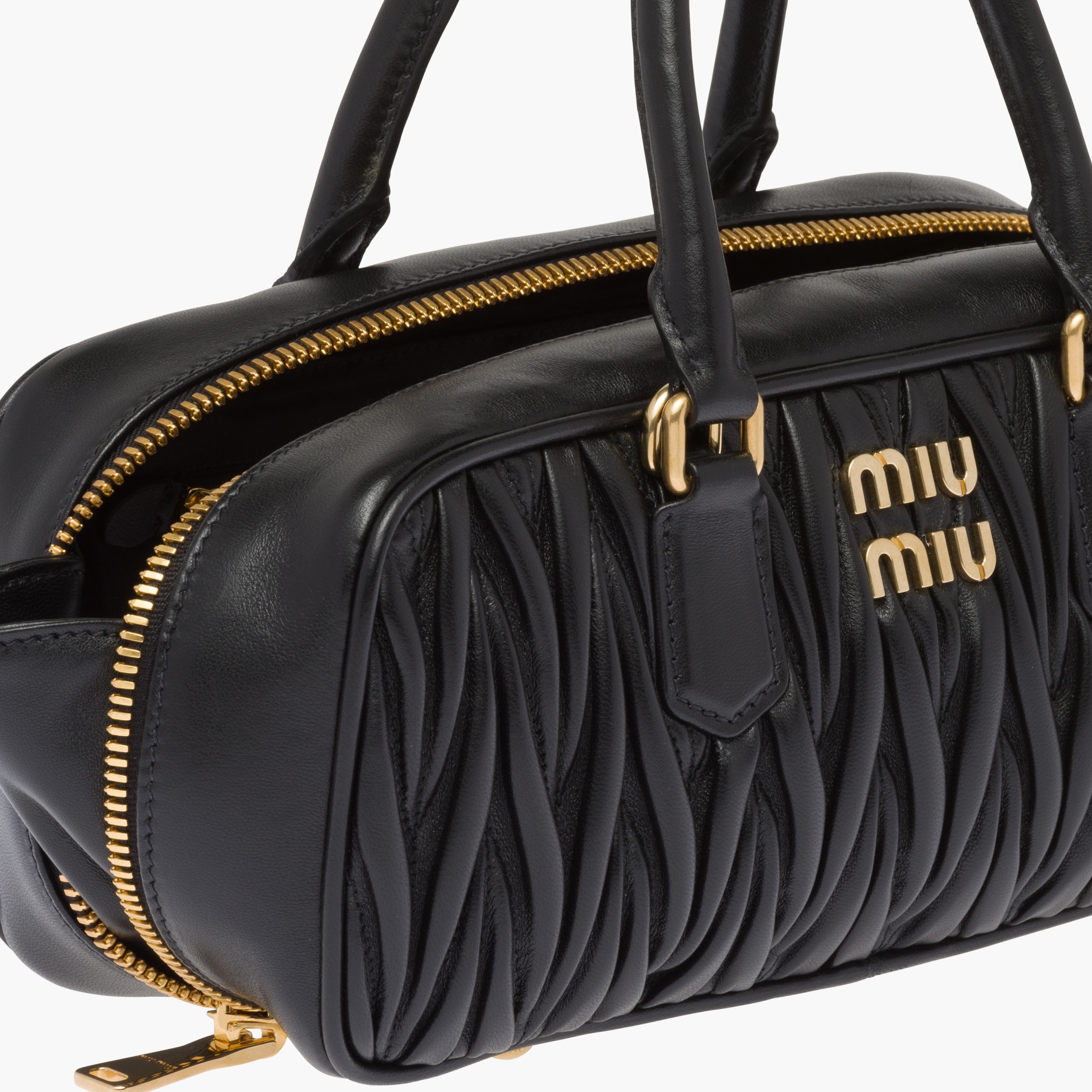 Black Arcadie Matelassé Nappa Leather Bag Miu Miu