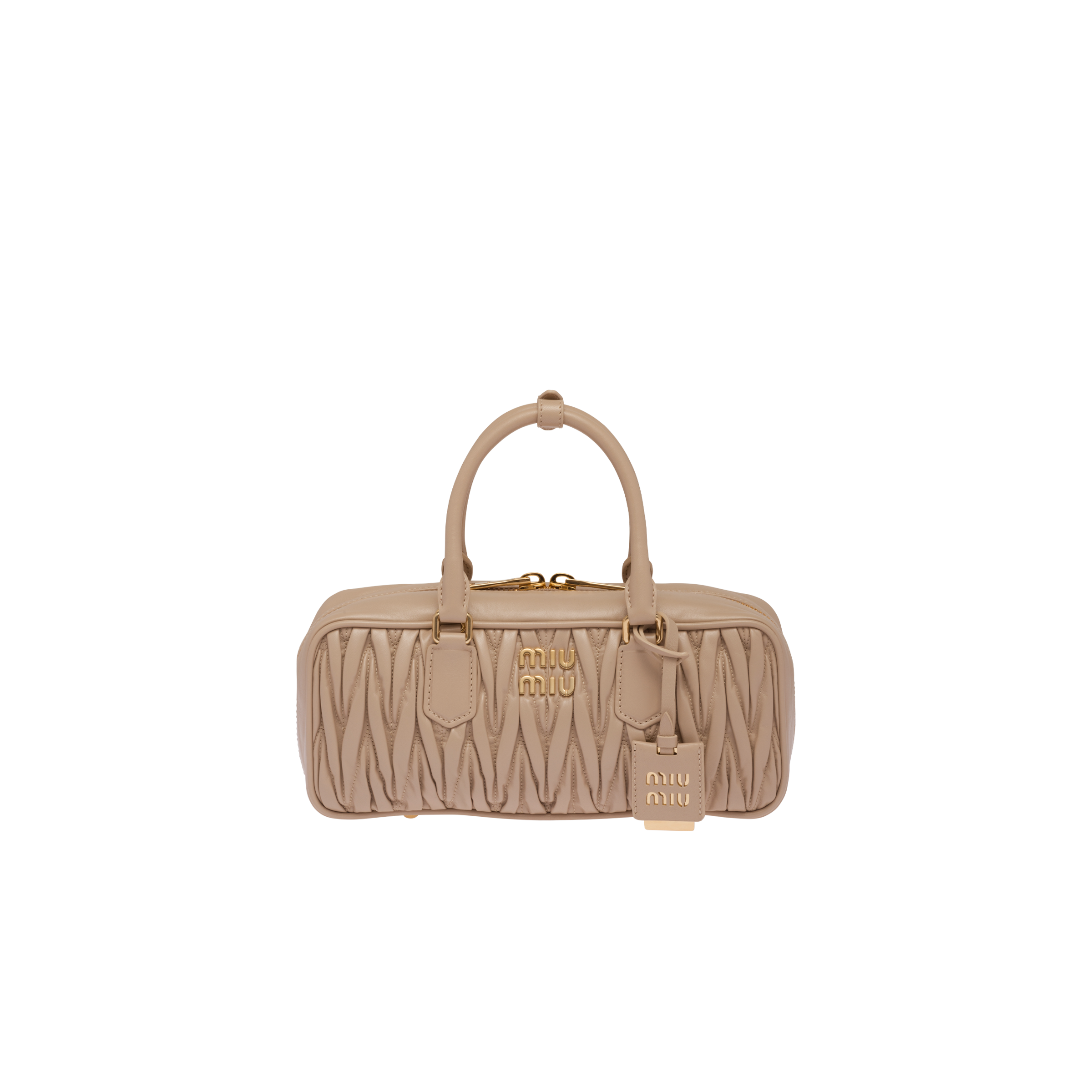 Miu Miu Arcadie Matelassé Nappa Leather Bag In Sand Beige