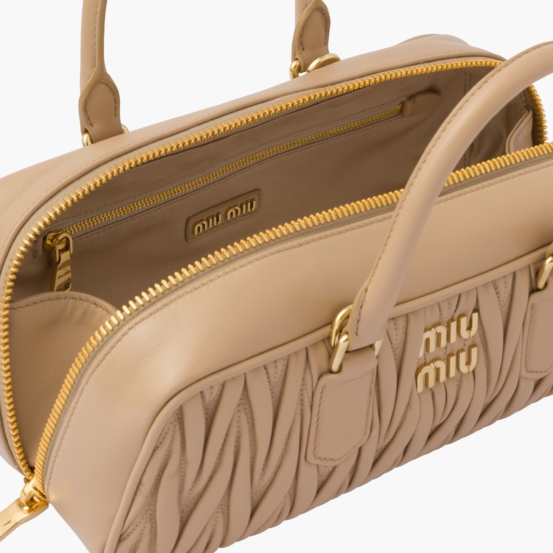 ARCADIE MATELASSÉ BAG 20 IN GREY LAMBSKIN GOLD HARDWARE