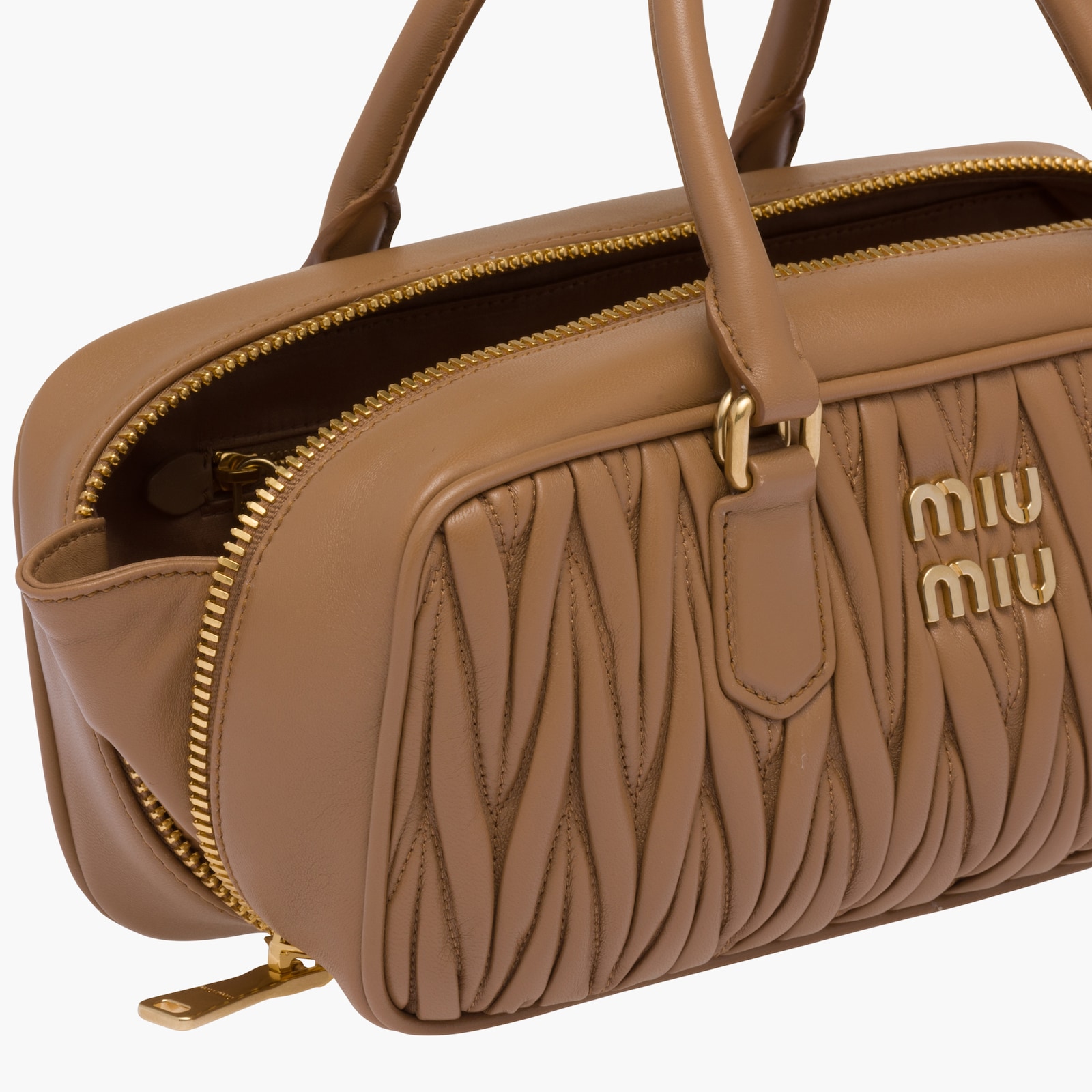 ARCADIE MATELASSÉ NAPPA SMALL BAG 19 IN COFFEE LAMBSKIN GOLD HARDWARE