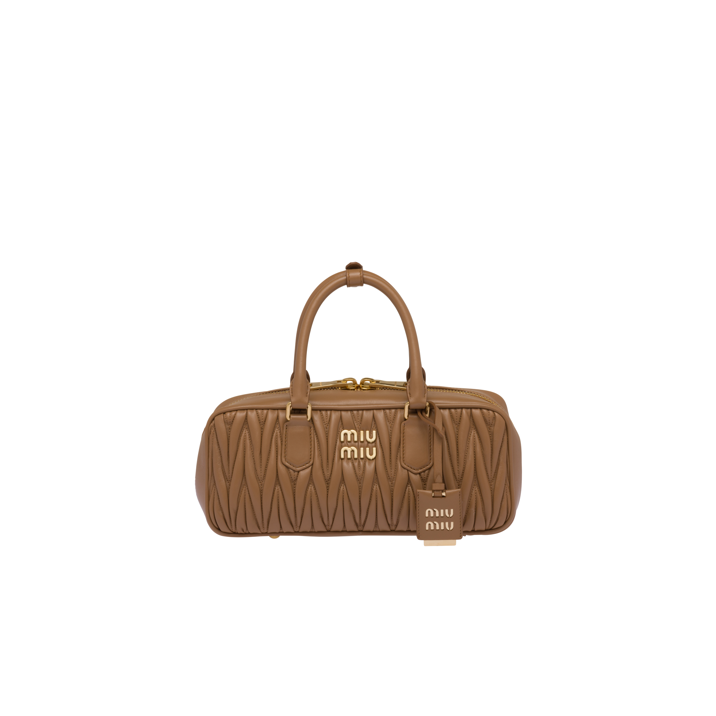 Miu Miu Arcadie Matelassé Nappa Leather Bag In Caramel