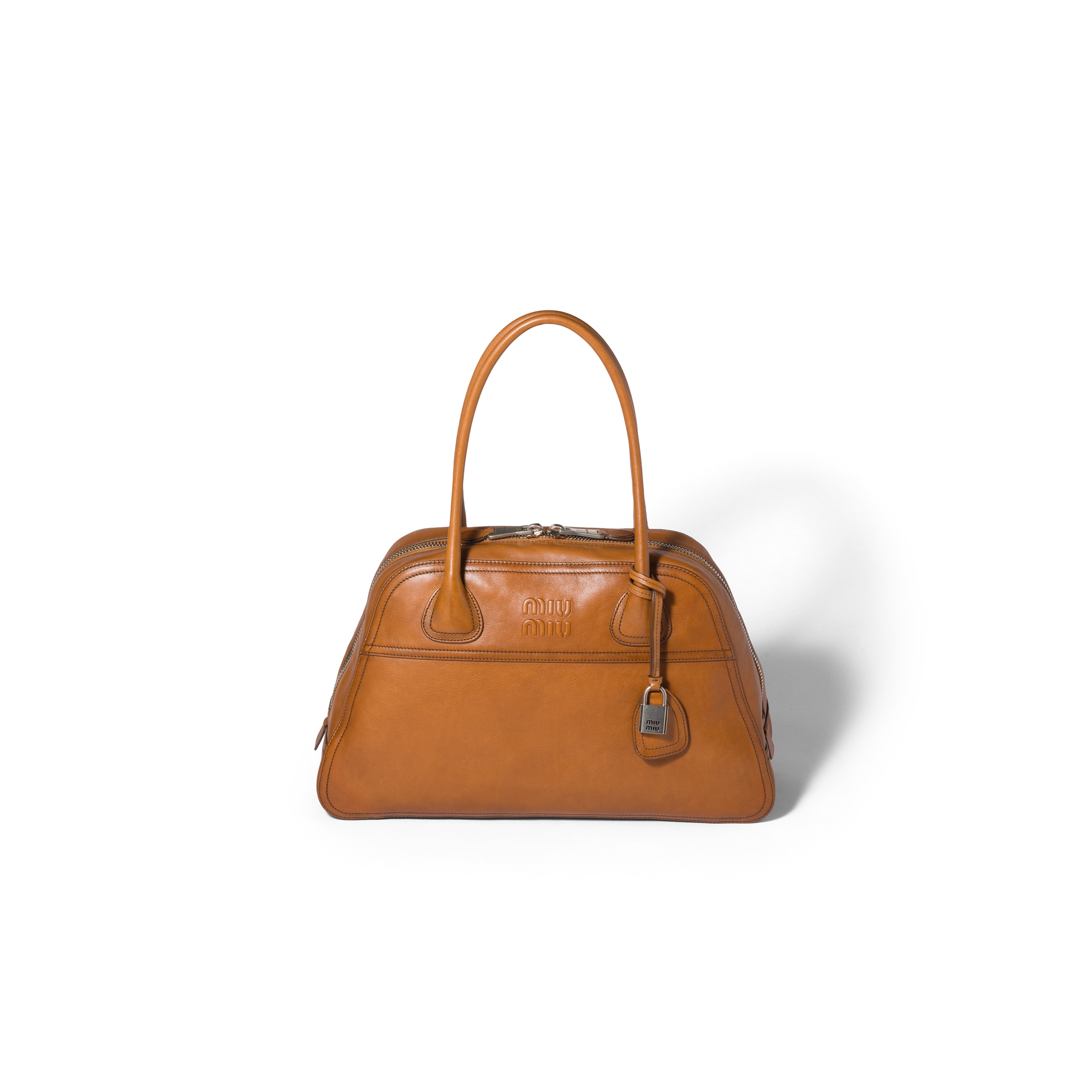 Miu Miu Vivant Leather Bag, Woman, Cognac