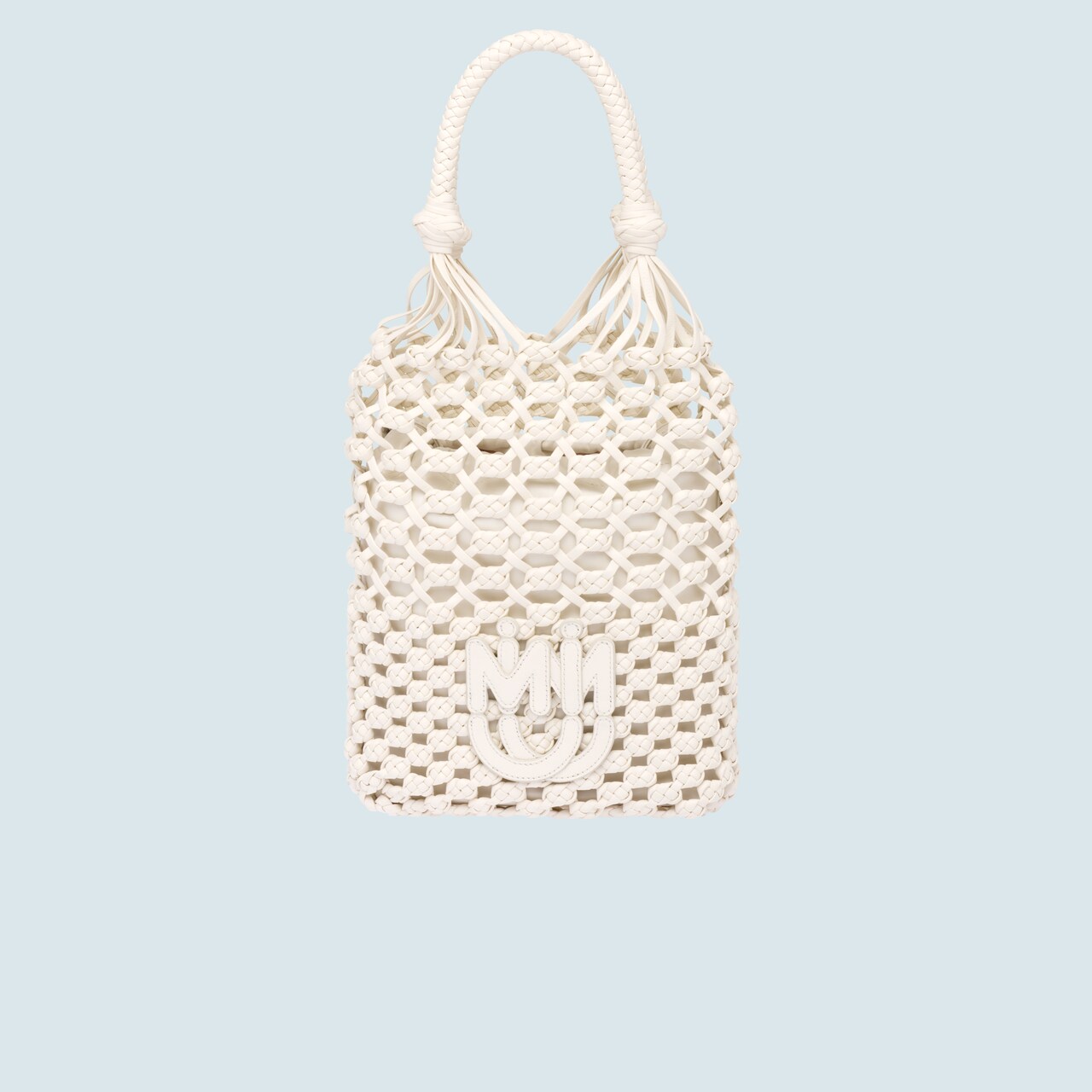 Macramé and nappa leather handbag