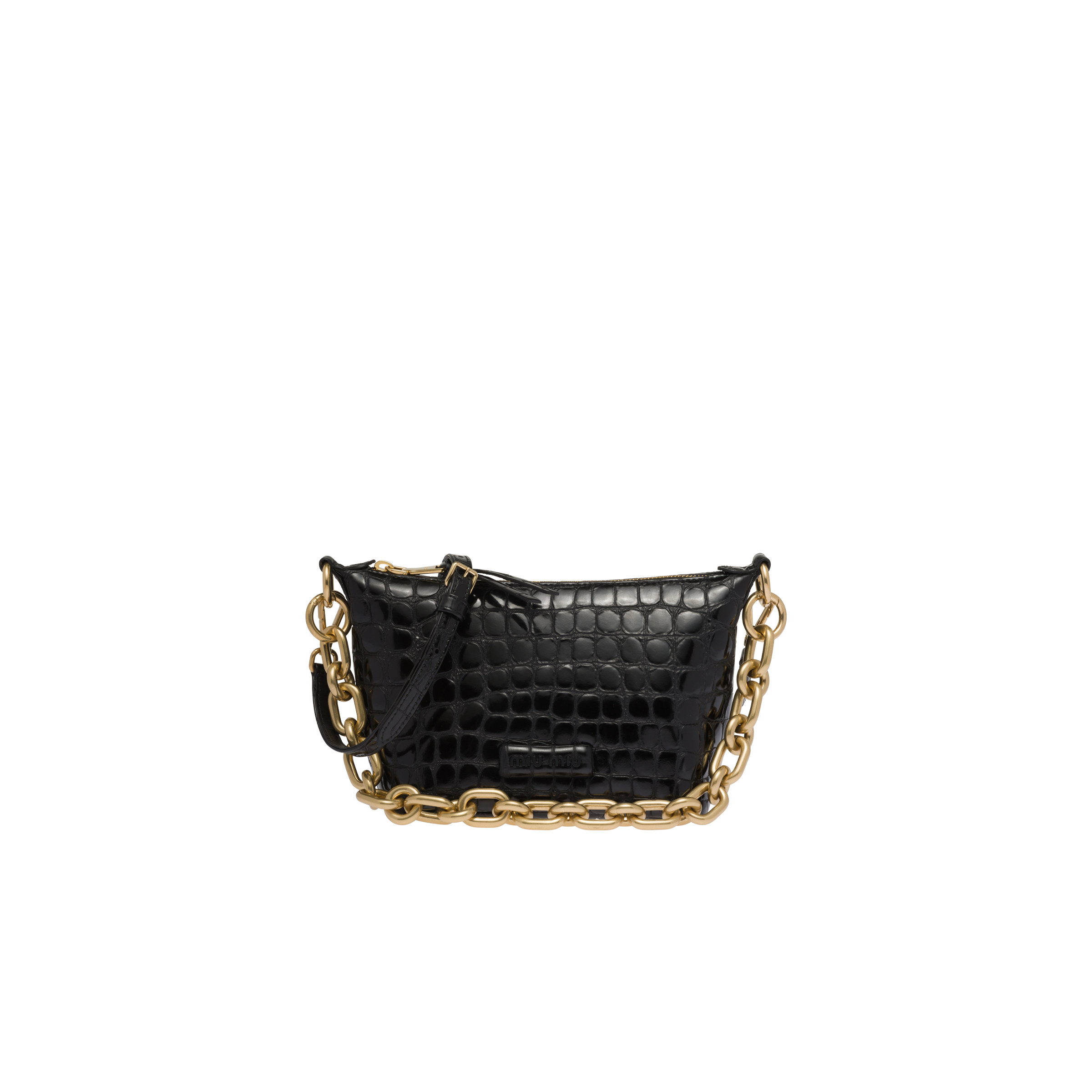 Miu Spirit croco-print leather bag Black | Miu Miu