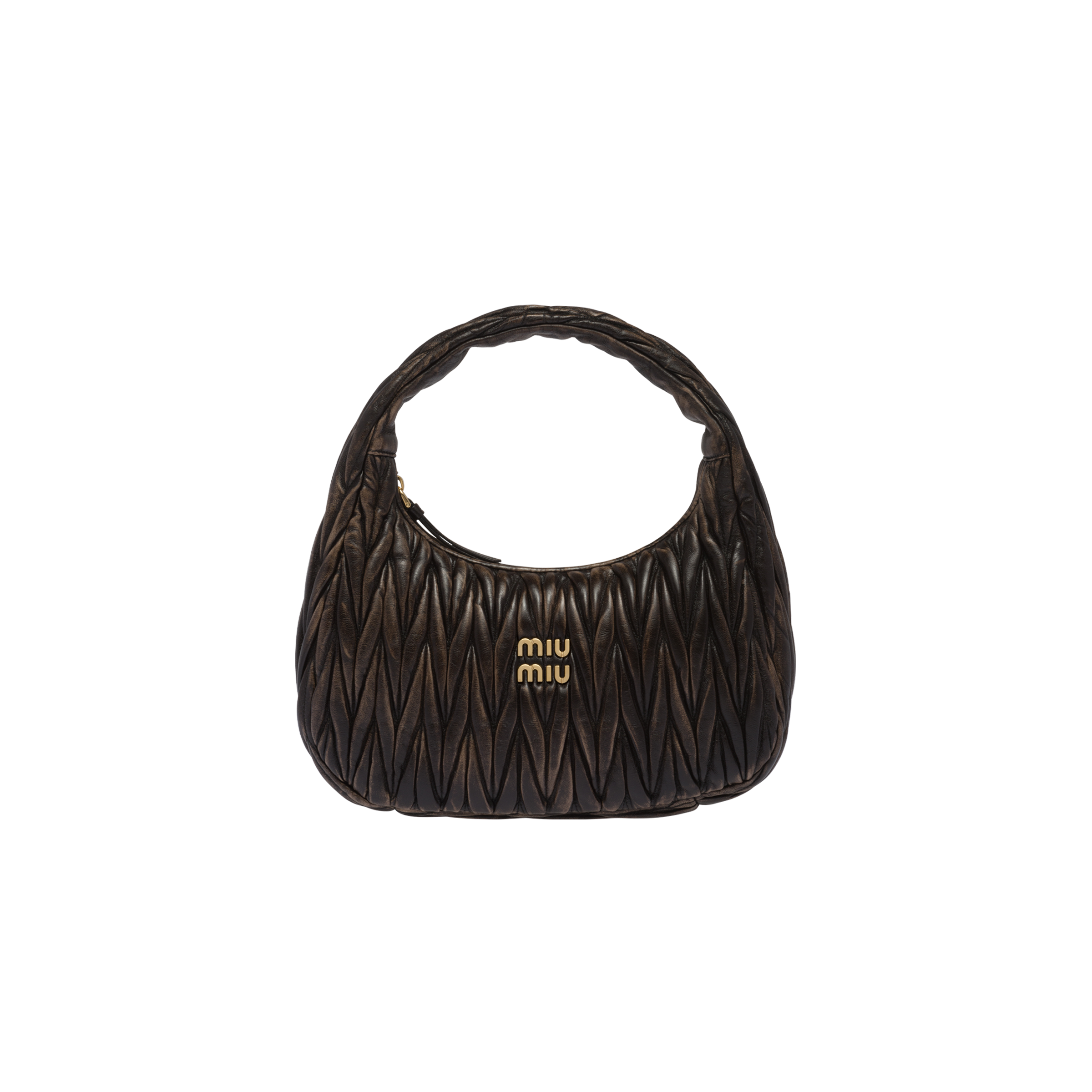 Miu Wander matelassé nappa leather hobo bag