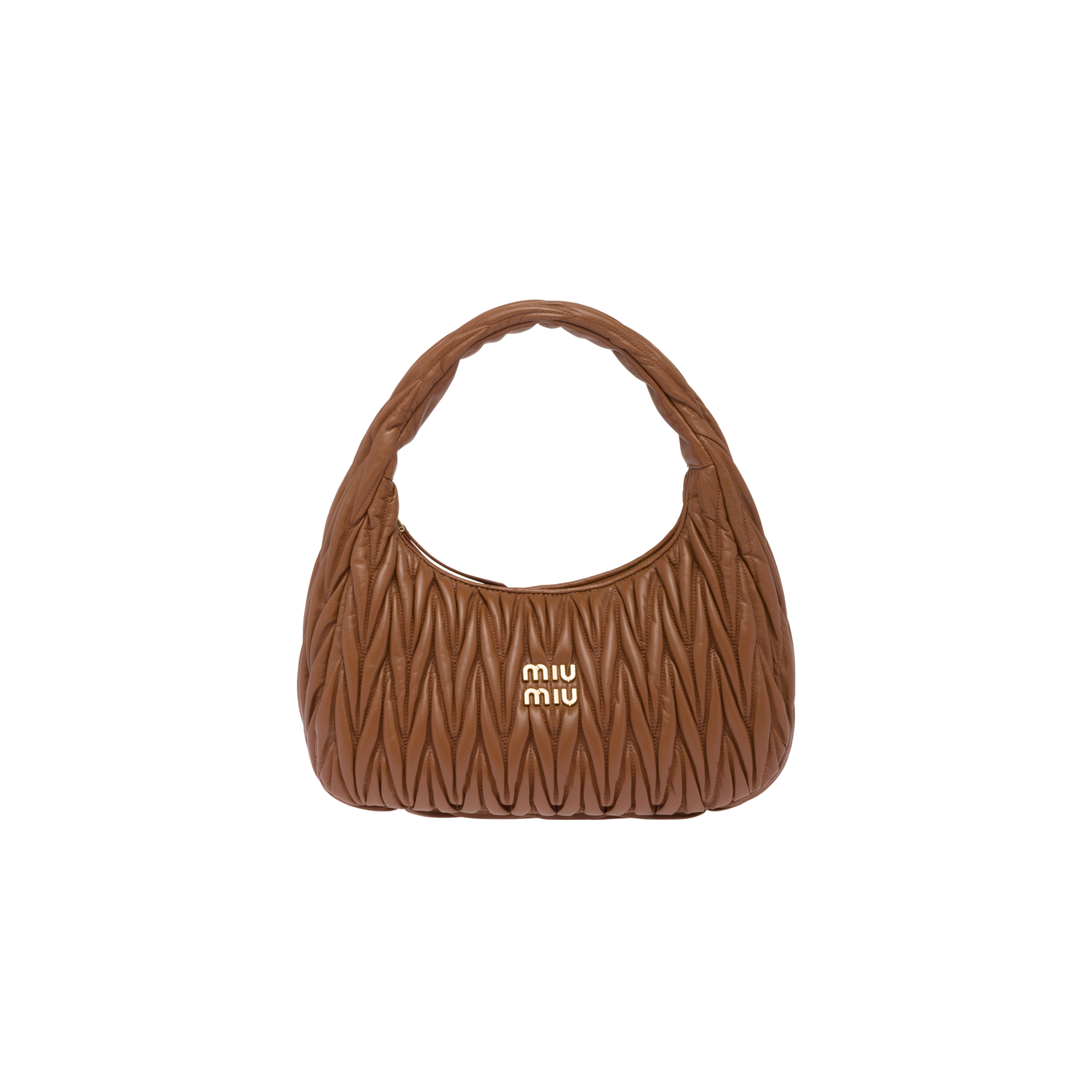 新作グッ Miu Miu Wander Cognac In Bag Hobo Leather Nappa Matelassé バッグ