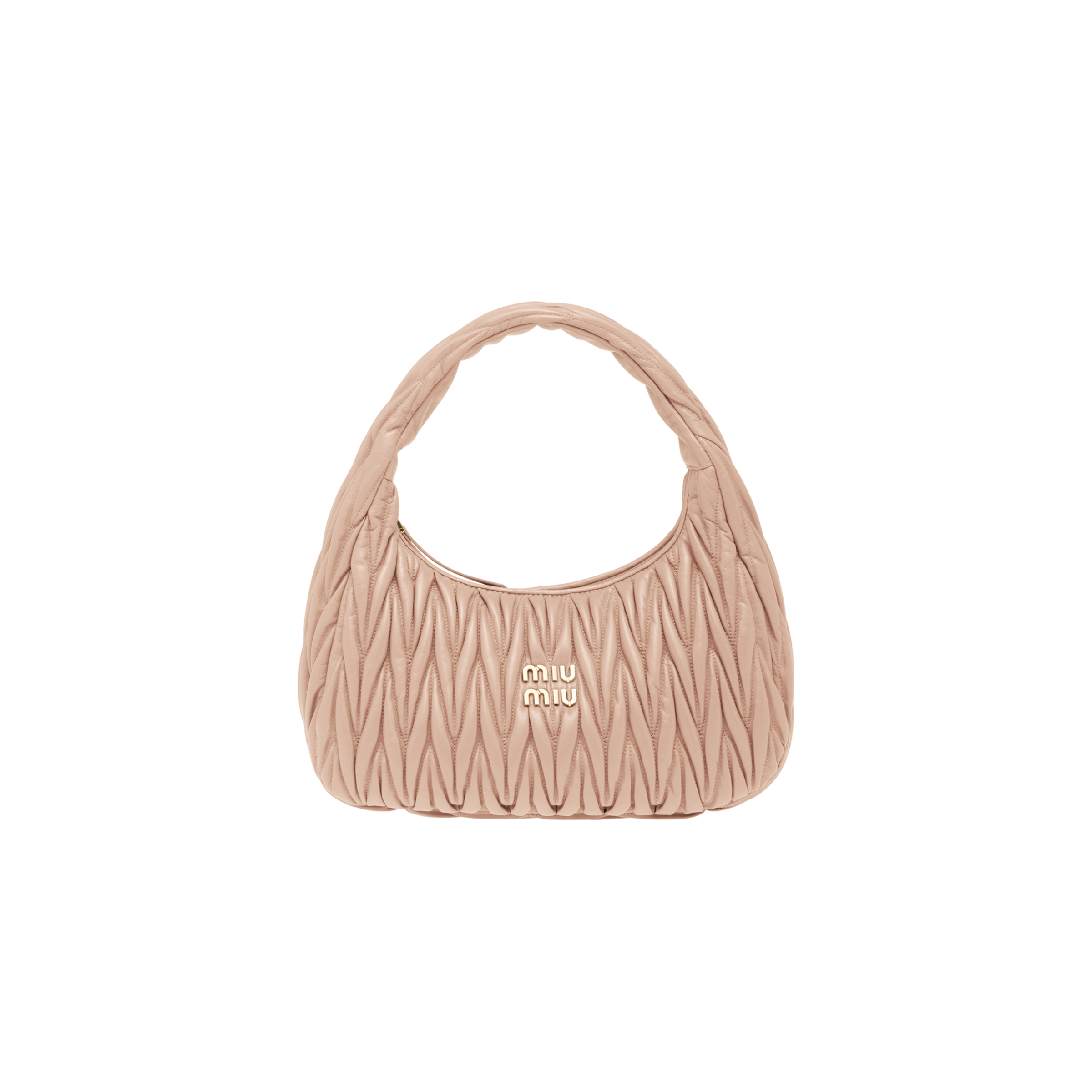 Miu Wander matelassé nappa leather hobo bag