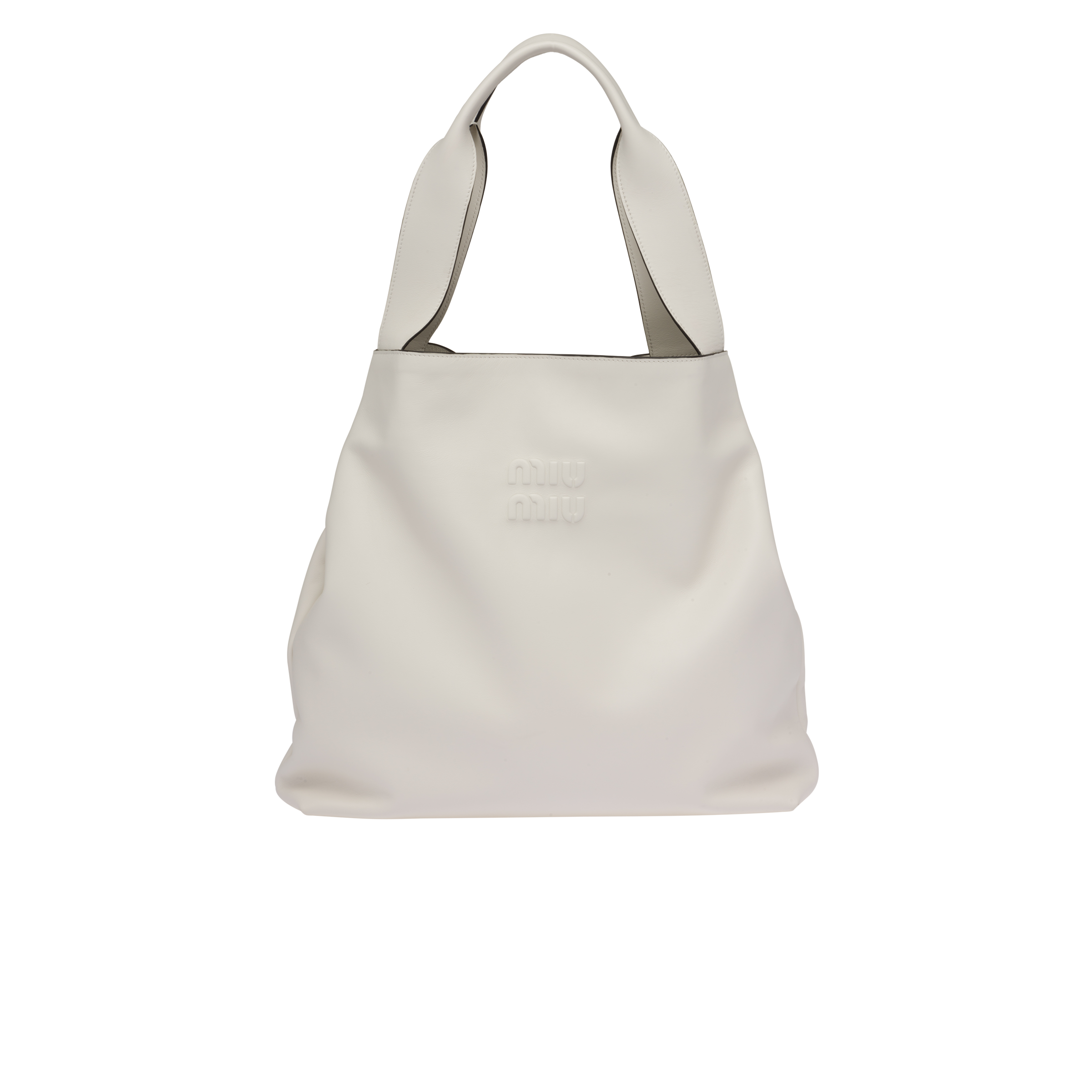 Miu Miu Leather Hobo Bag In White