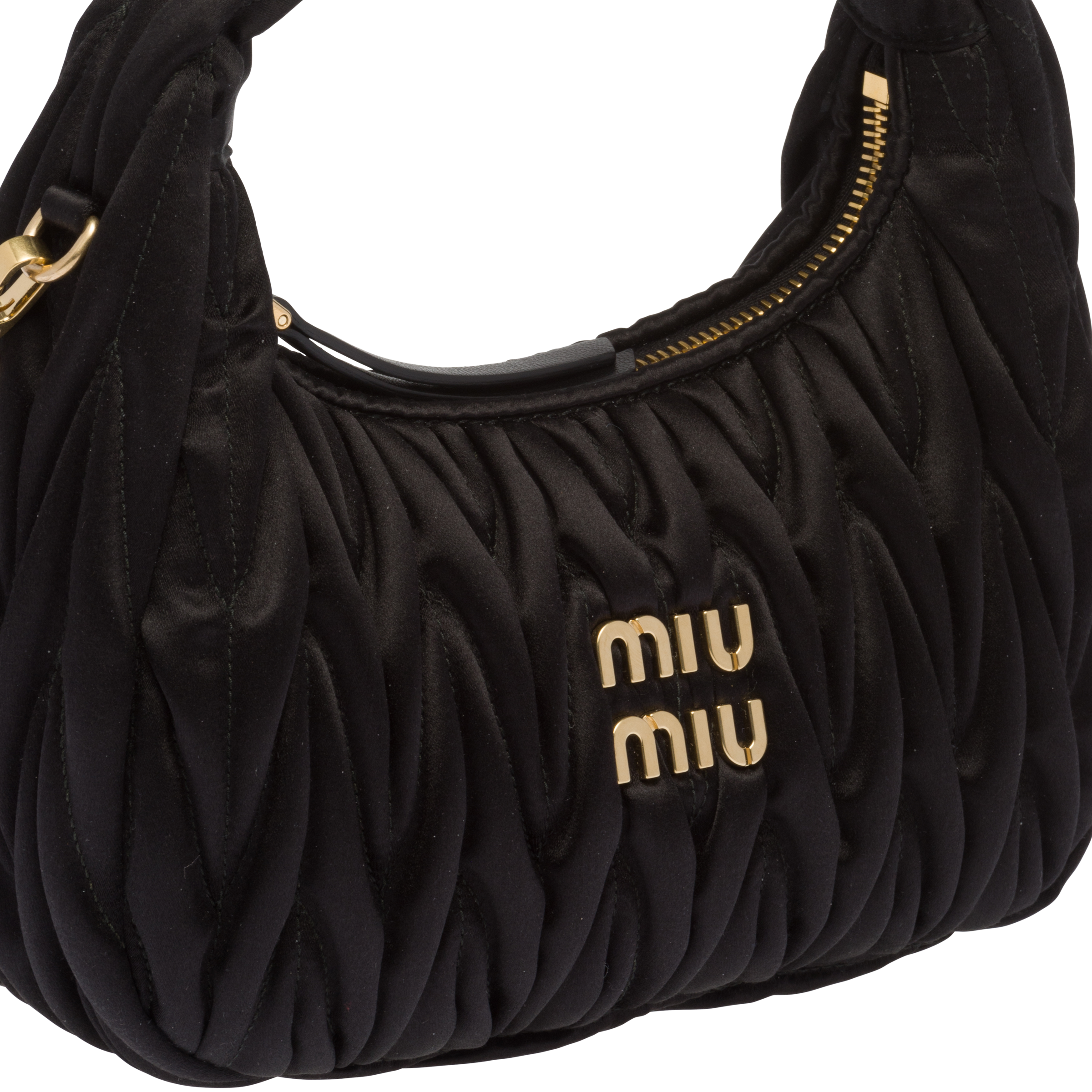 Miu Wander Leather Shoulder Bag in Black - Miu Miu